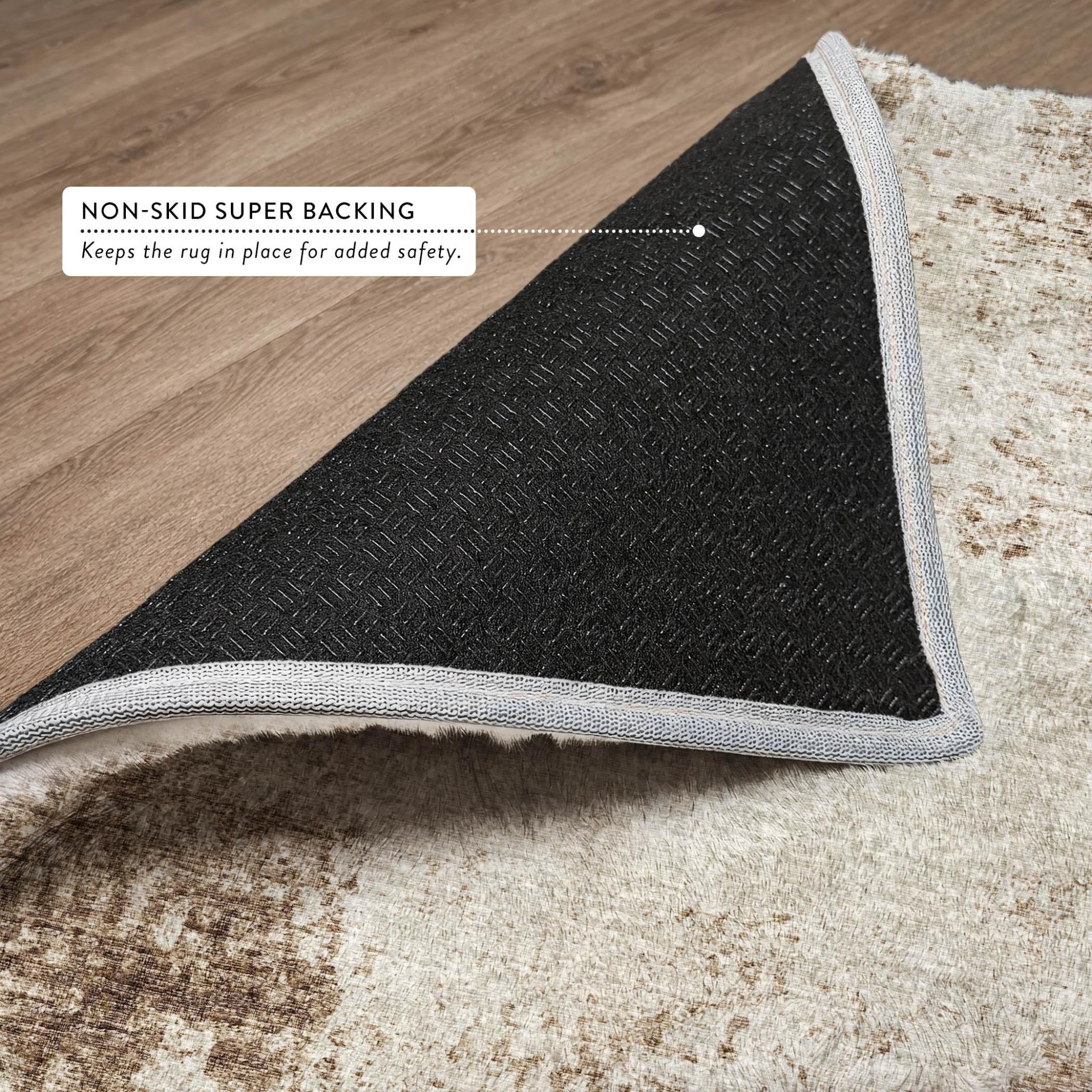 8' X 10' Brown And Ivory Abstract Shag Washable Area Rug With UV Protection - Home & Garden