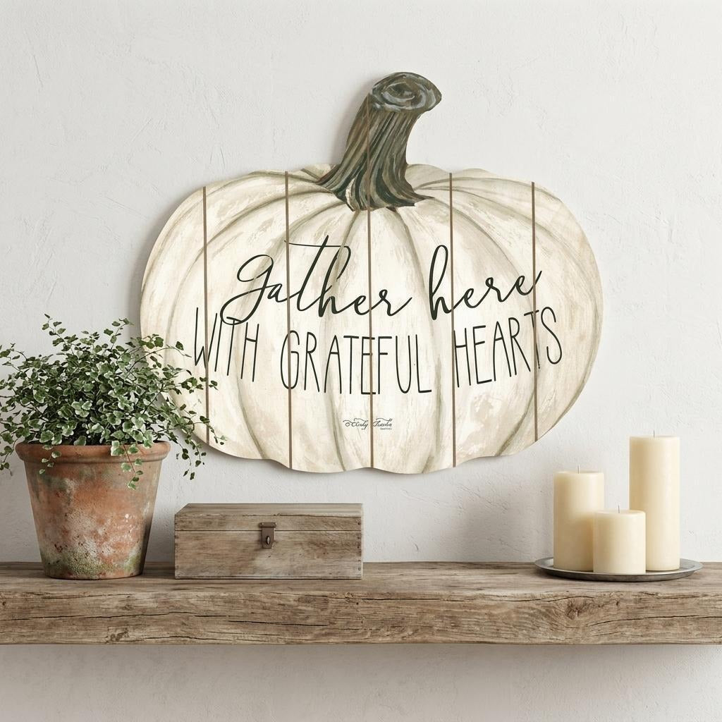 Gather Here With Grateful Hearts 15" X 17" Cream Hanging Dimensional Sculpture - Home Decor