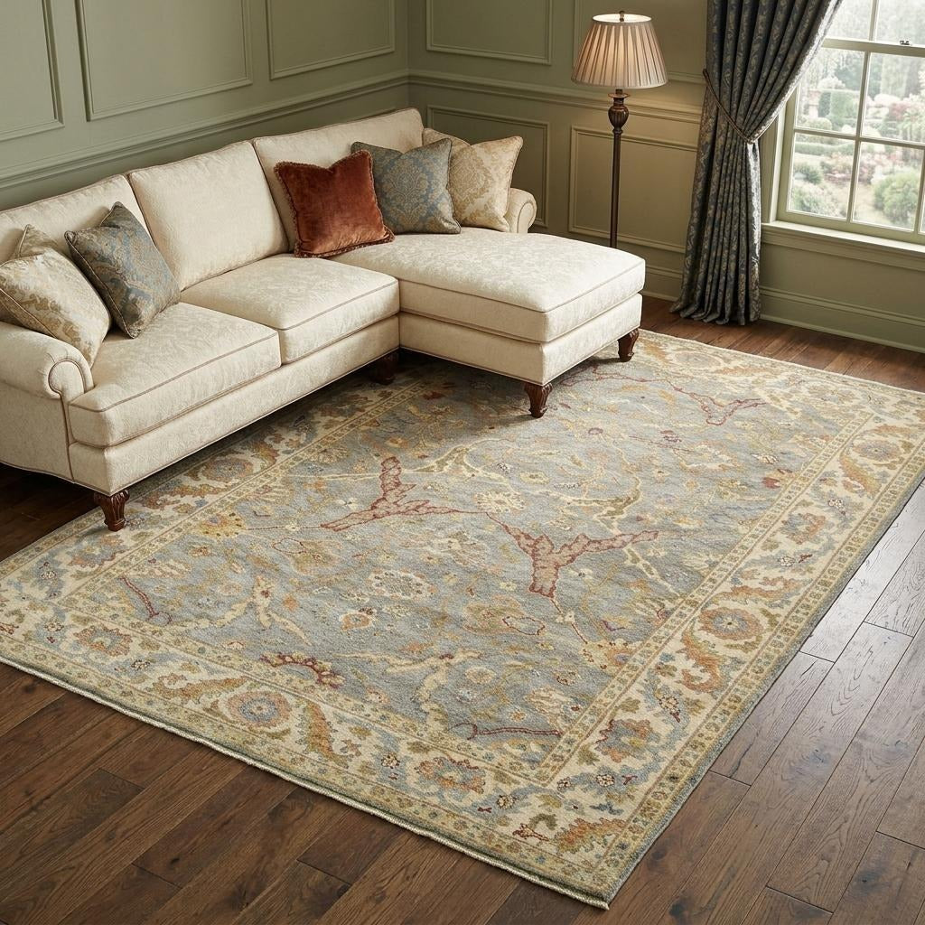 10' X 14' Gray And Beige Wool Oriental Hand Knotted Area Rug - Home & Garden