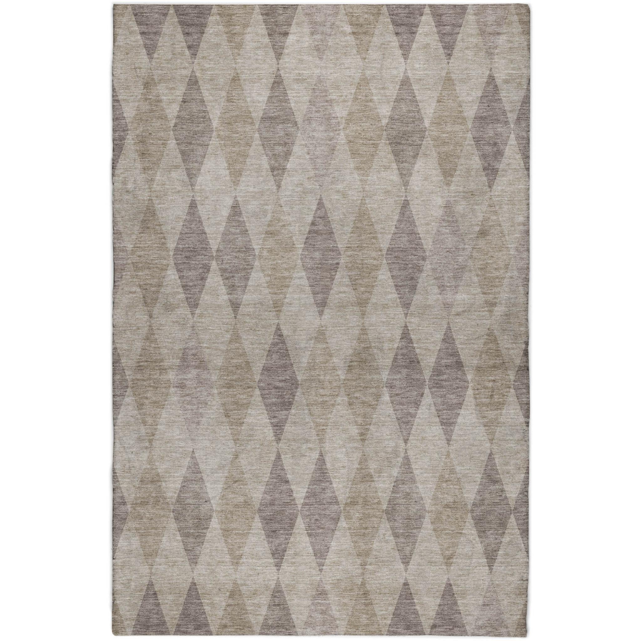5' X 8' Beige And Gray Geometric Shag Washable Area Rug With UV Protection - Home & Garden