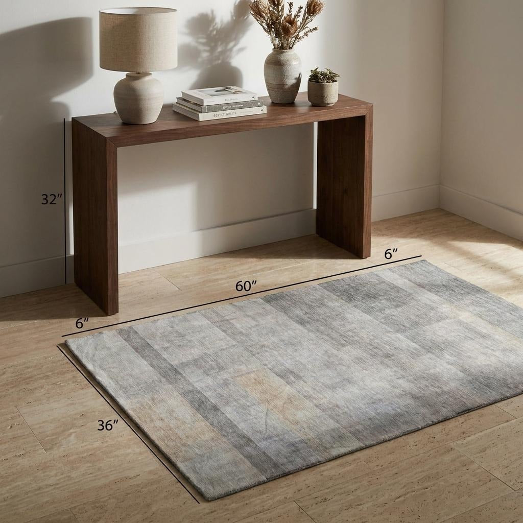 3' X 5' Taupe And Gray Geometric Shag Washable Area Rug With UV Protection - Home & Garden