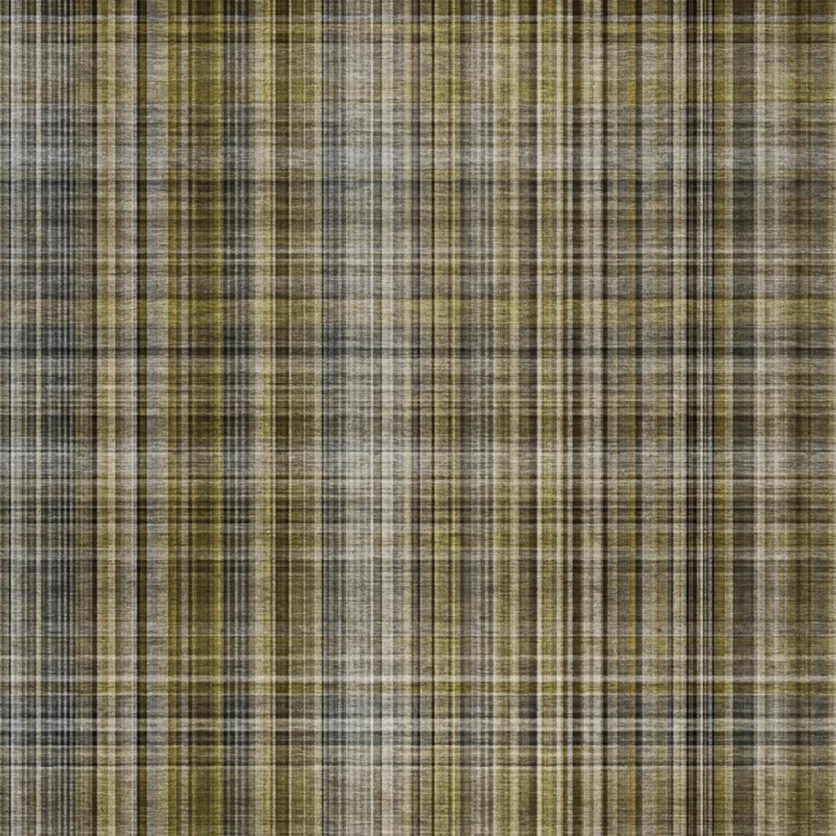 5' X 8' Taupe And Gray Plaid Shag Washable Area Rug With UV Protection - Home & Garden