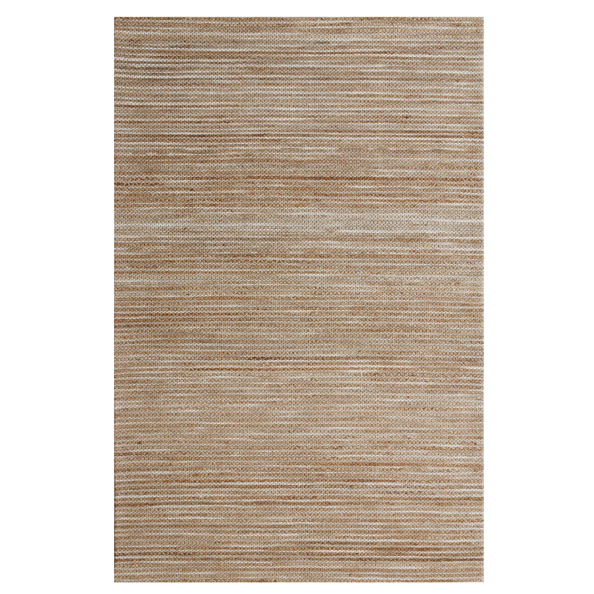 8' X 10' Beige Striped Hand Woven Area Rug - Home Decor