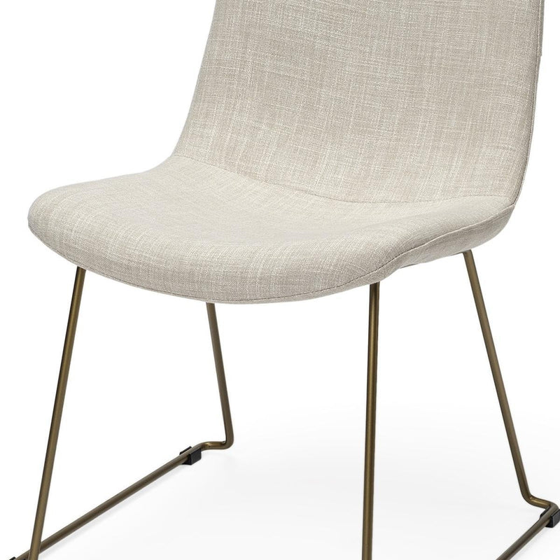Set Of Two Cream And Gold Upholstered Fabric Side Chairs - Kitchen & Dining