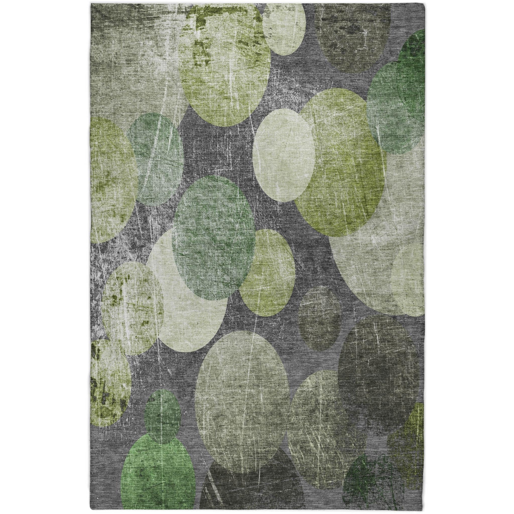10' X 14' Green And Gray Geometric Shag Washable Area Rug With UV Protection - Home & Garden