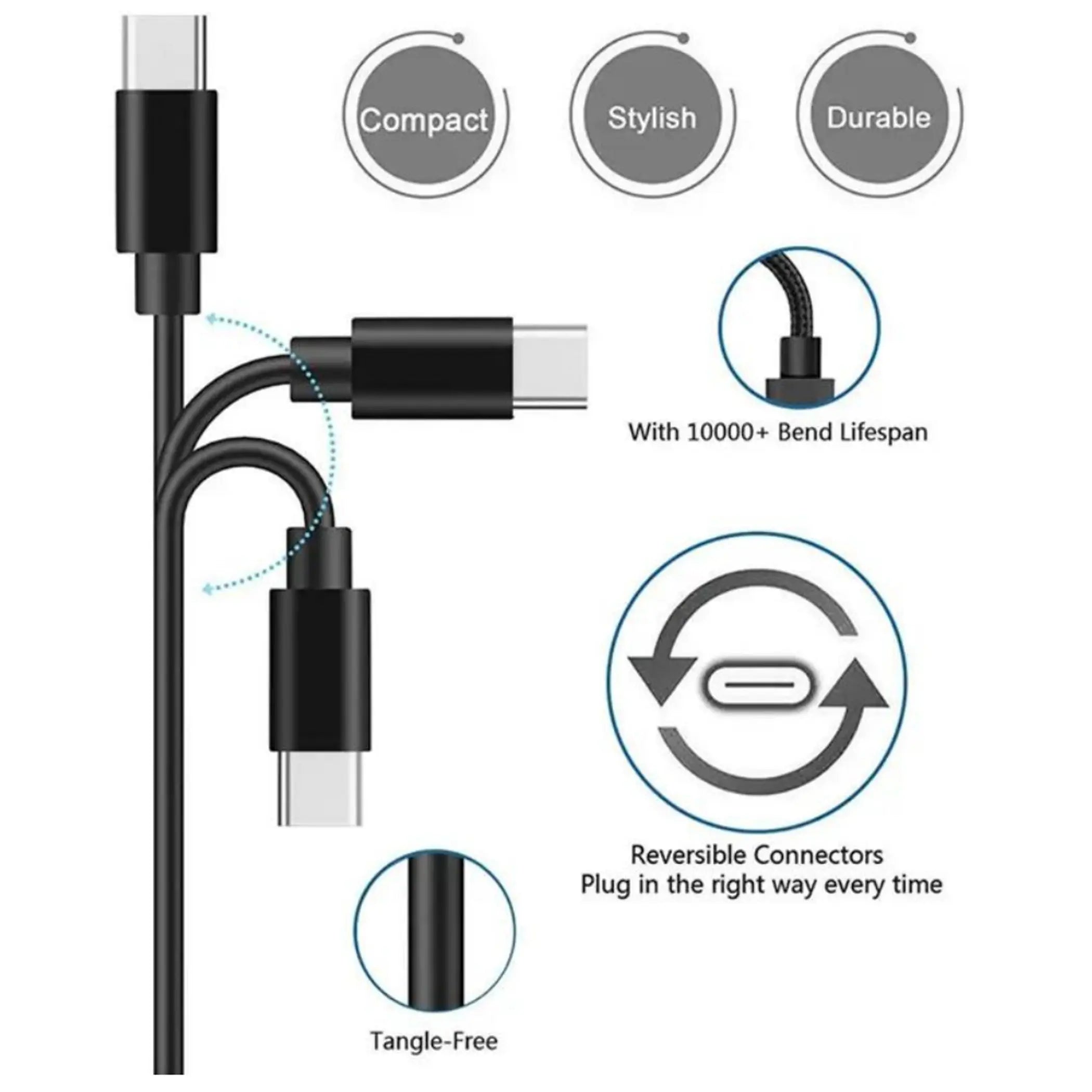 2x 6FT Usb-C Charging Data Cable Indoor Outdoor