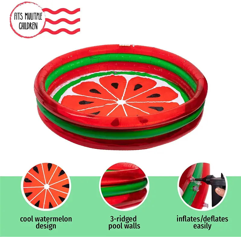 3-Ring Inflatable Pool Watermelon Style Marquee Innovations