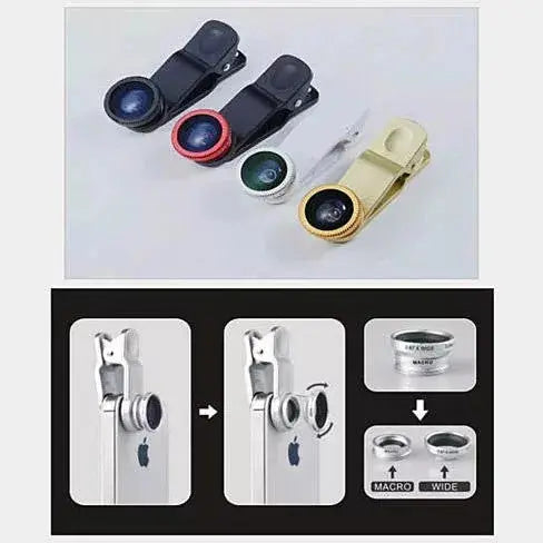3-in-1 Universal Clip on Smartphone Camera Lens - 6 Colors Vista Shops