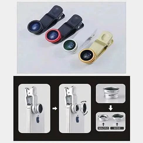3-in-1 Universal Clip on Smartphone Camera Lens - 6 Colors Vista Shops