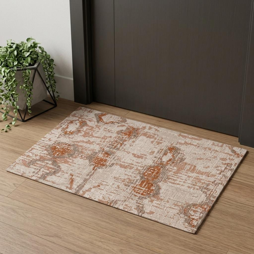 3' X 5' Rust And Beige Abstract Area Rug - Home & Garden