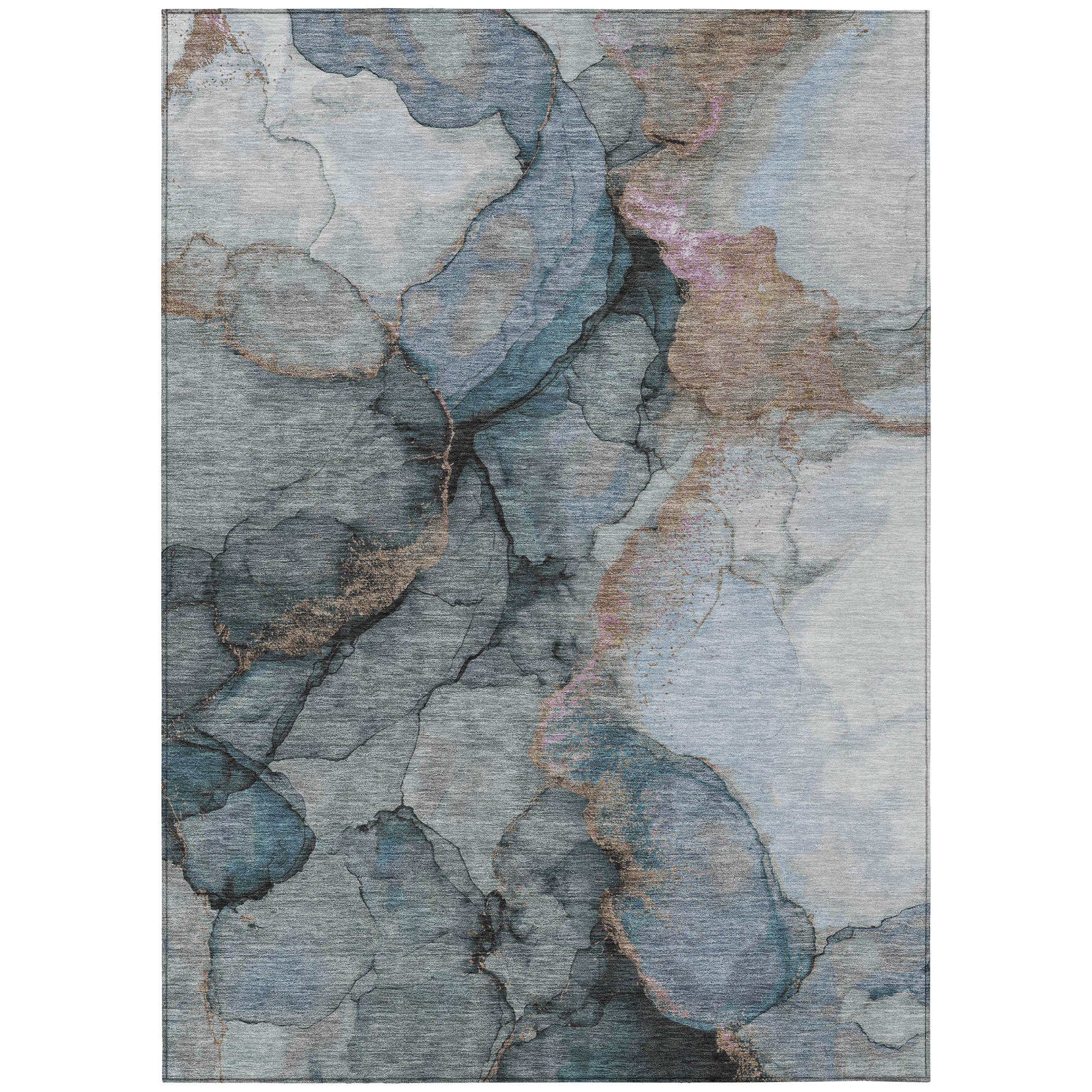 10' X 14' Blue And Gray Abstract Washable Indoor Outdoor Area Rug - Sports & Outdoor