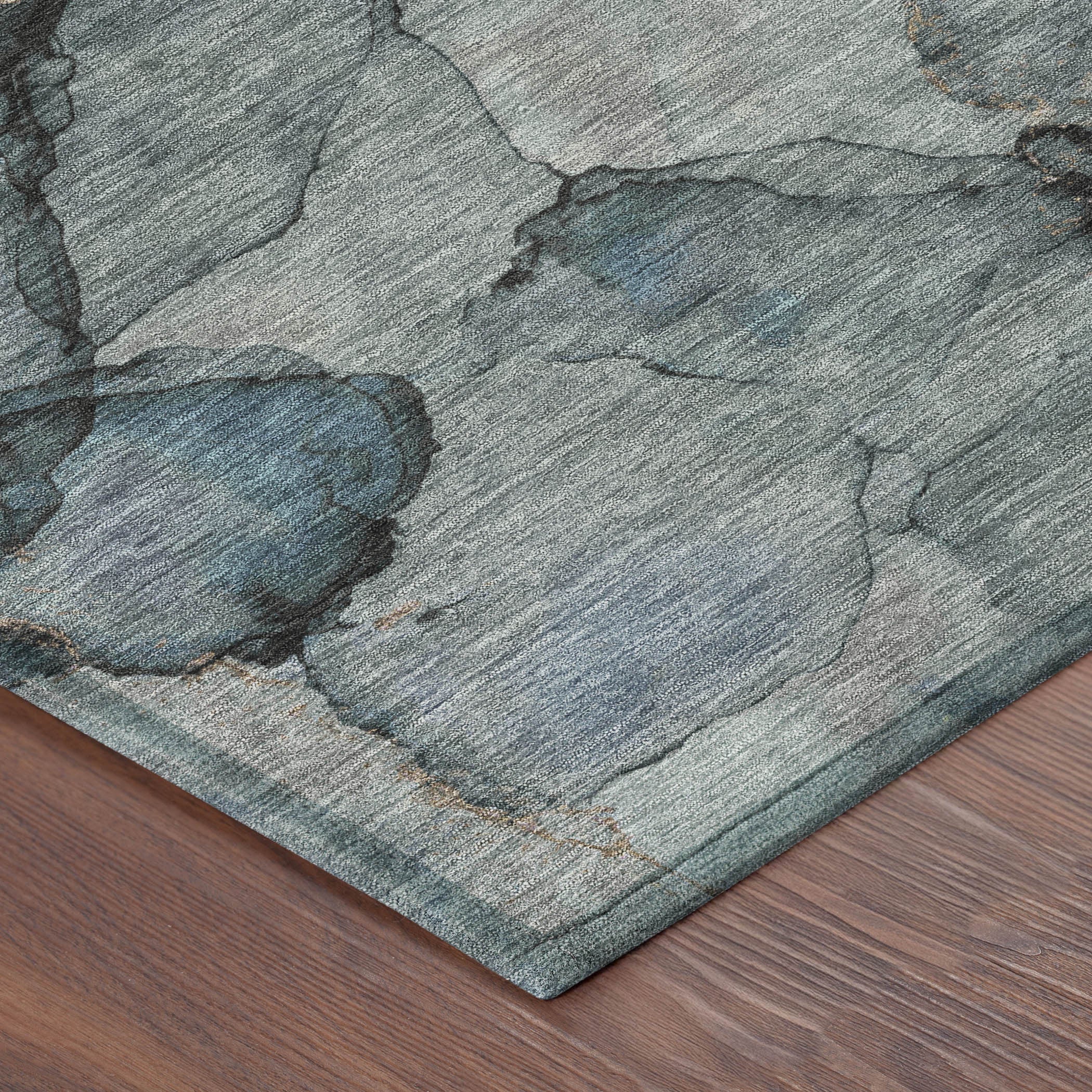 10' X 14' Blue And Gray Abstract Washable Indoor Outdoor Area Rug - Sports & Outdoor
