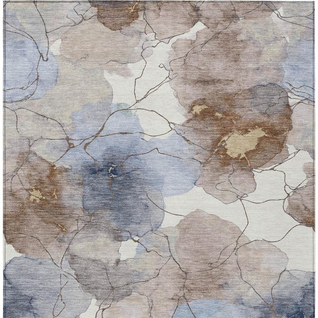 10' X 14' Khaki And Ivory Abstract Washable Indoor Outdoor Area Rug - Sports & Outdoor