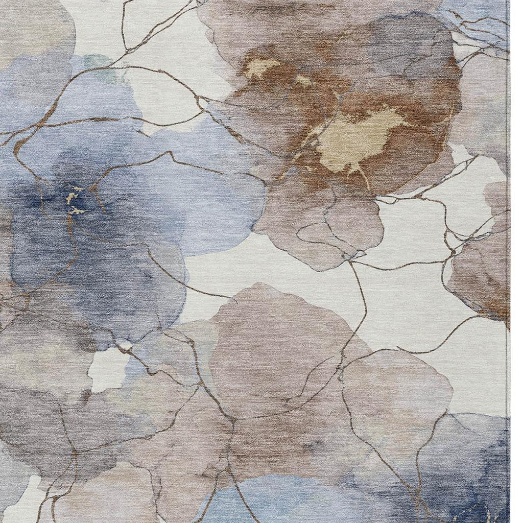10' X 14' Khaki And Ivory Abstract Washable Indoor Outdoor Area Rug - Sports & Outdoor