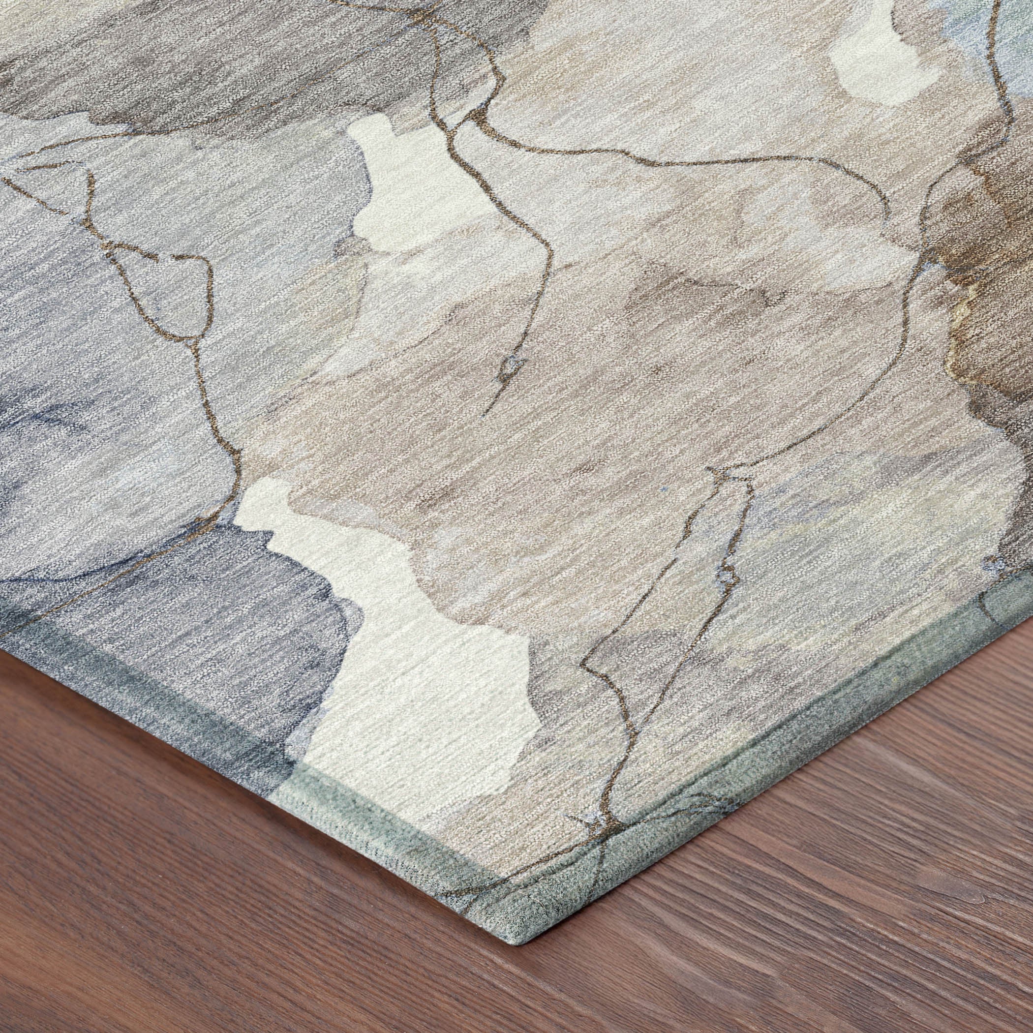 10' X 14' Khaki And Ivory Abstract Washable Indoor Outdoor Area Rug - Sports & Outdoor