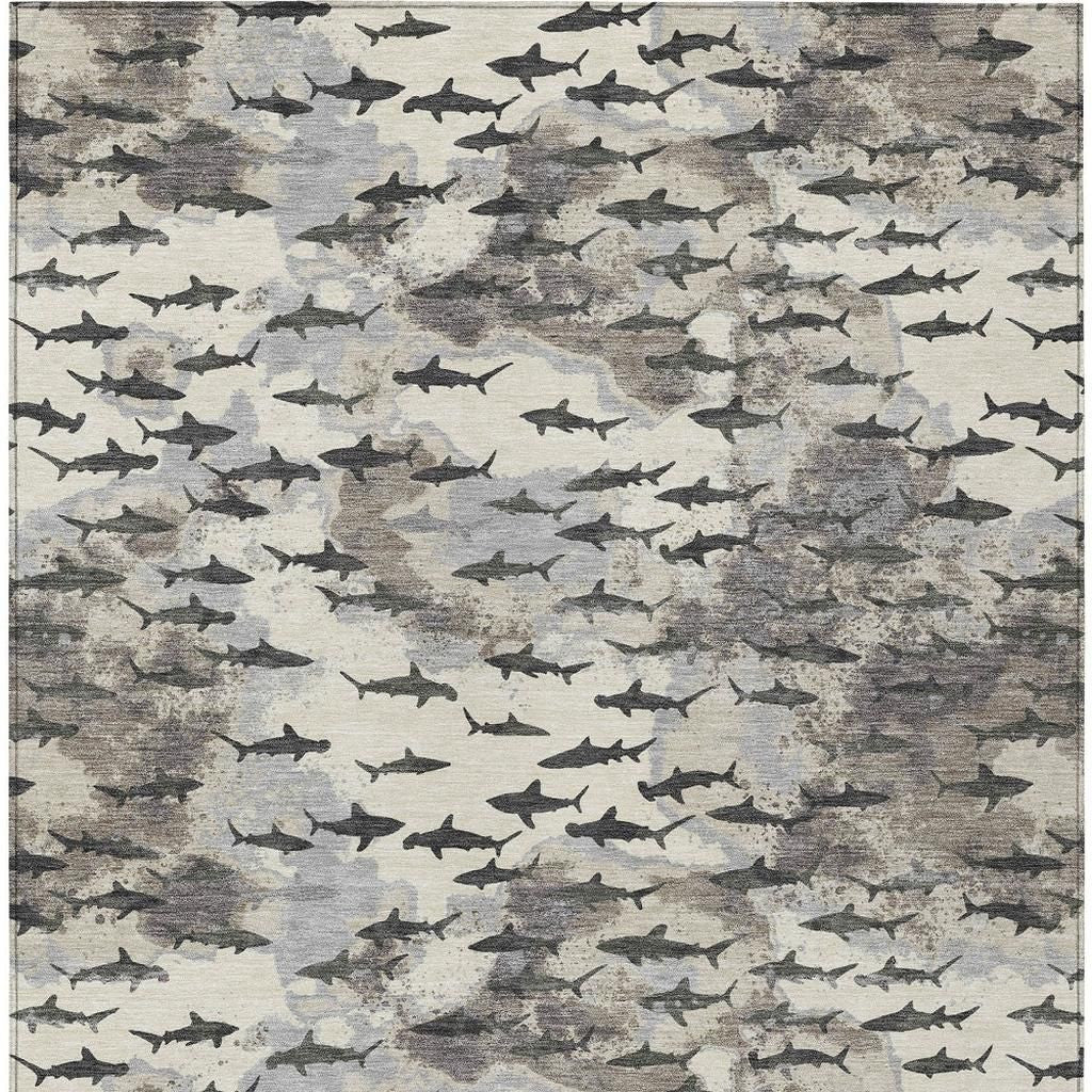 3' X 5' Beige And Gray Horse Washable Indoor Outdoor Area Rug - Sports & Outdoor