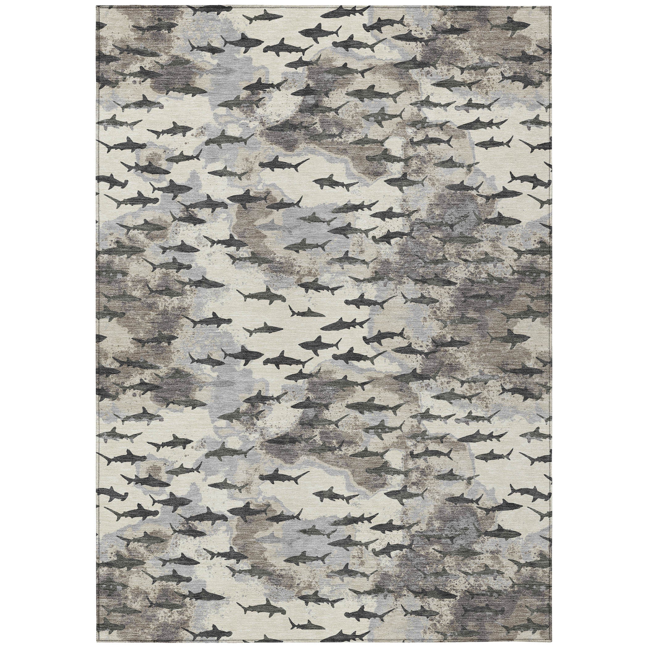 3' X 5' Beige And Gray Horse Washable Indoor Outdoor Area Rug - Sports & Outdoor