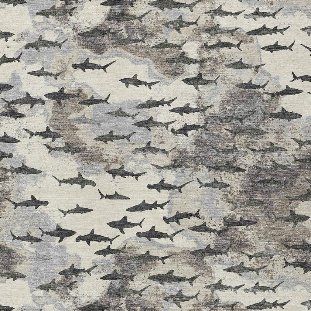 3' X 5' Beige And Gray Horse Washable Indoor Outdoor Area Rug - Sports & Outdoor