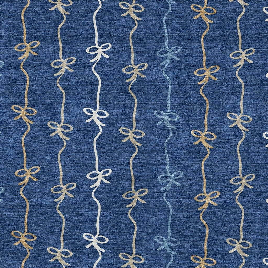 10' X 14' Navy Blue And Denim Blue Southwestern Washable Indoor Outdoor Area Rug - Sports & Outdoor