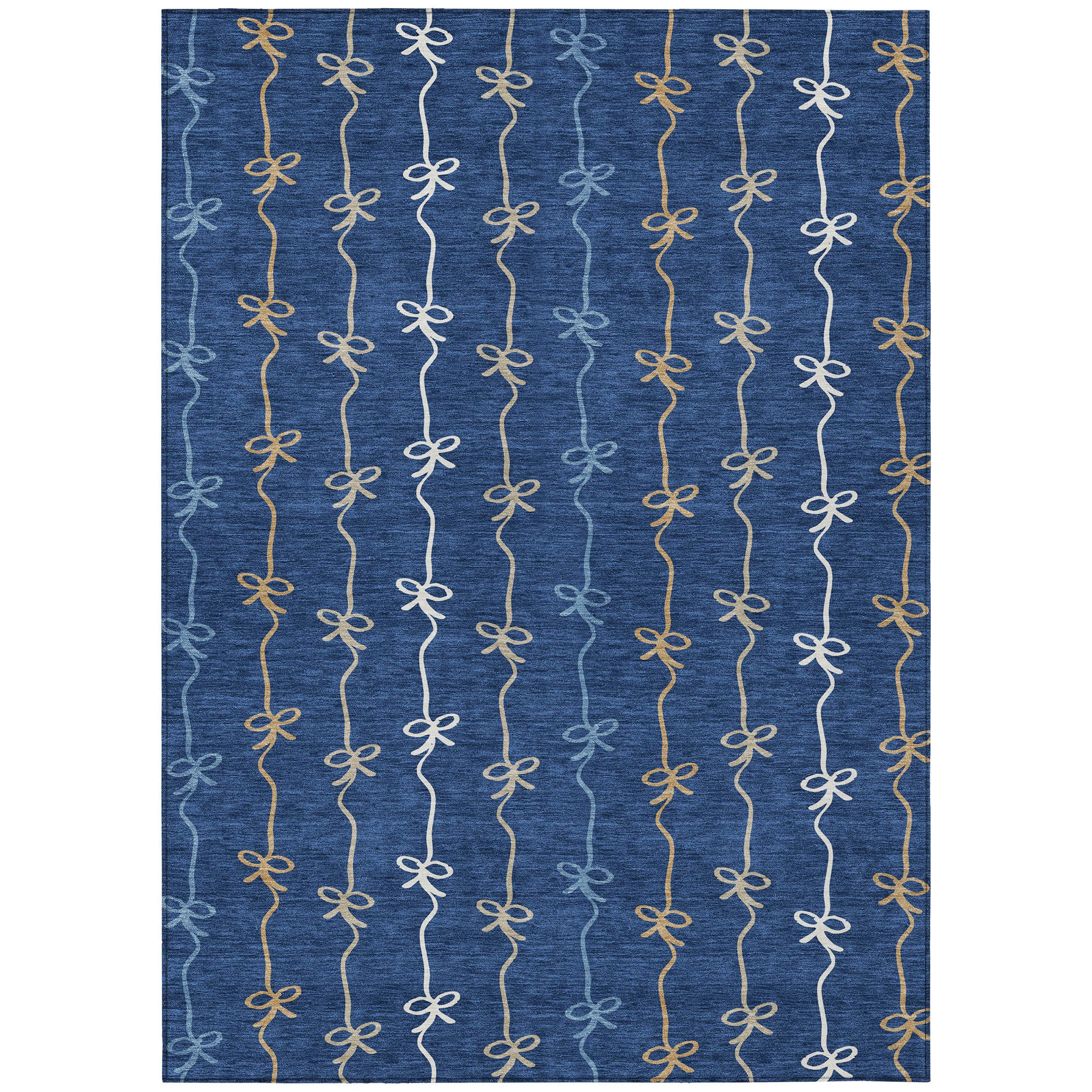 10' X 14' Navy Blue And Denim Blue Southwestern Washable Indoor Outdoor Area Rug - Sports & Outdoor
