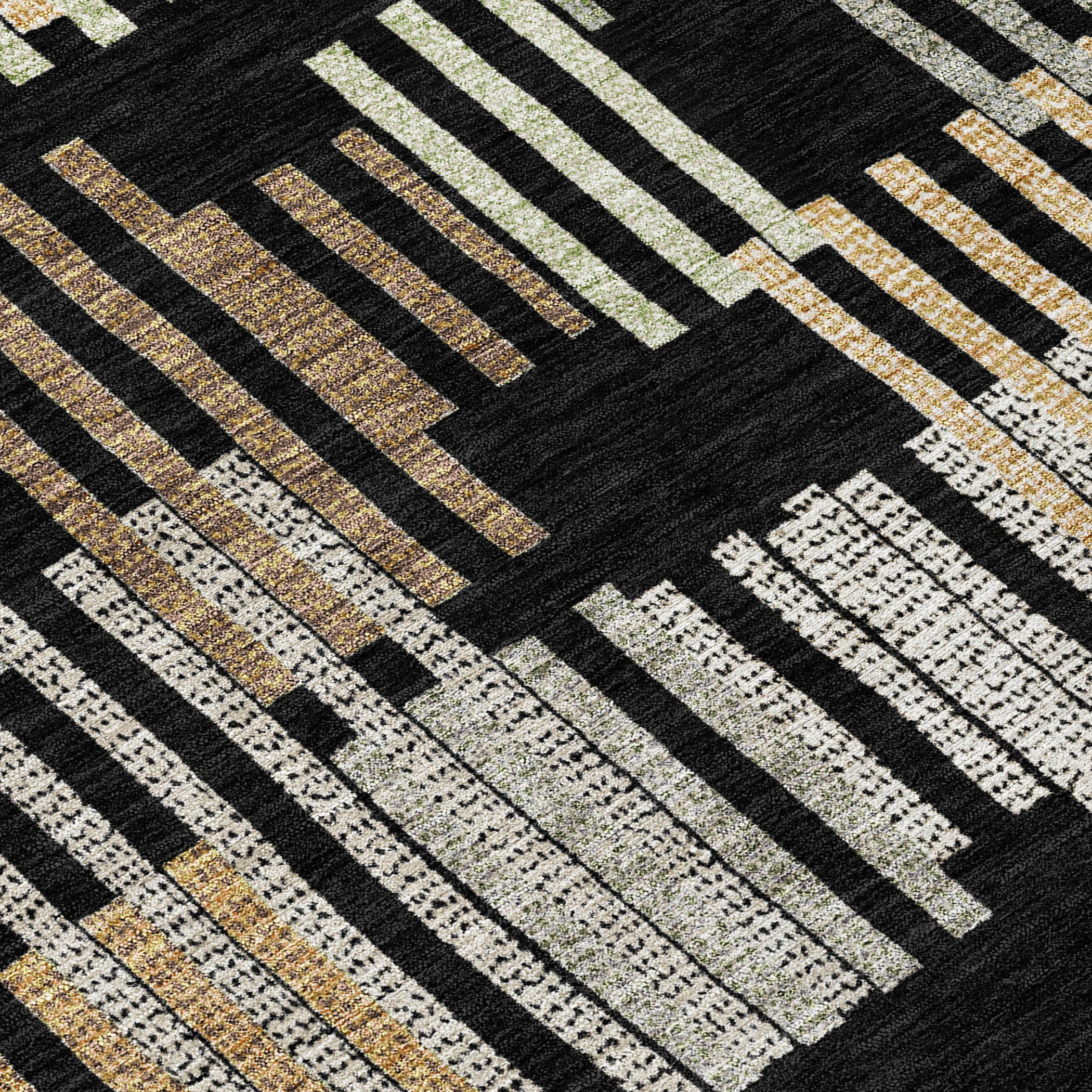 8' Black And Beige Round Striped Washable Indoor Outdoor Area Rug - Sports & Outdoor