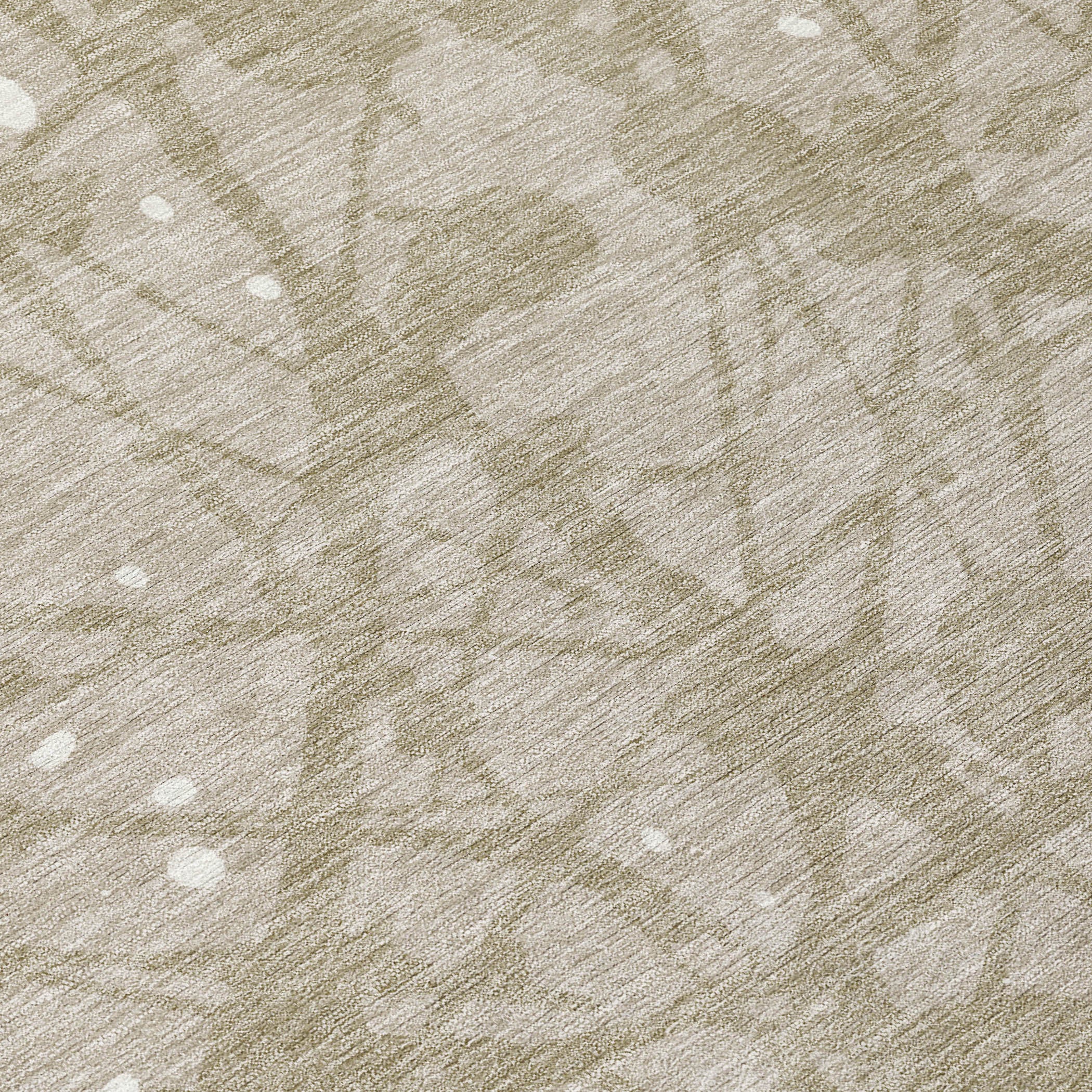 8' Beige And Taupe Round Abstract Washable Indoor Outdoor Area Rug - Sports & Outdoor