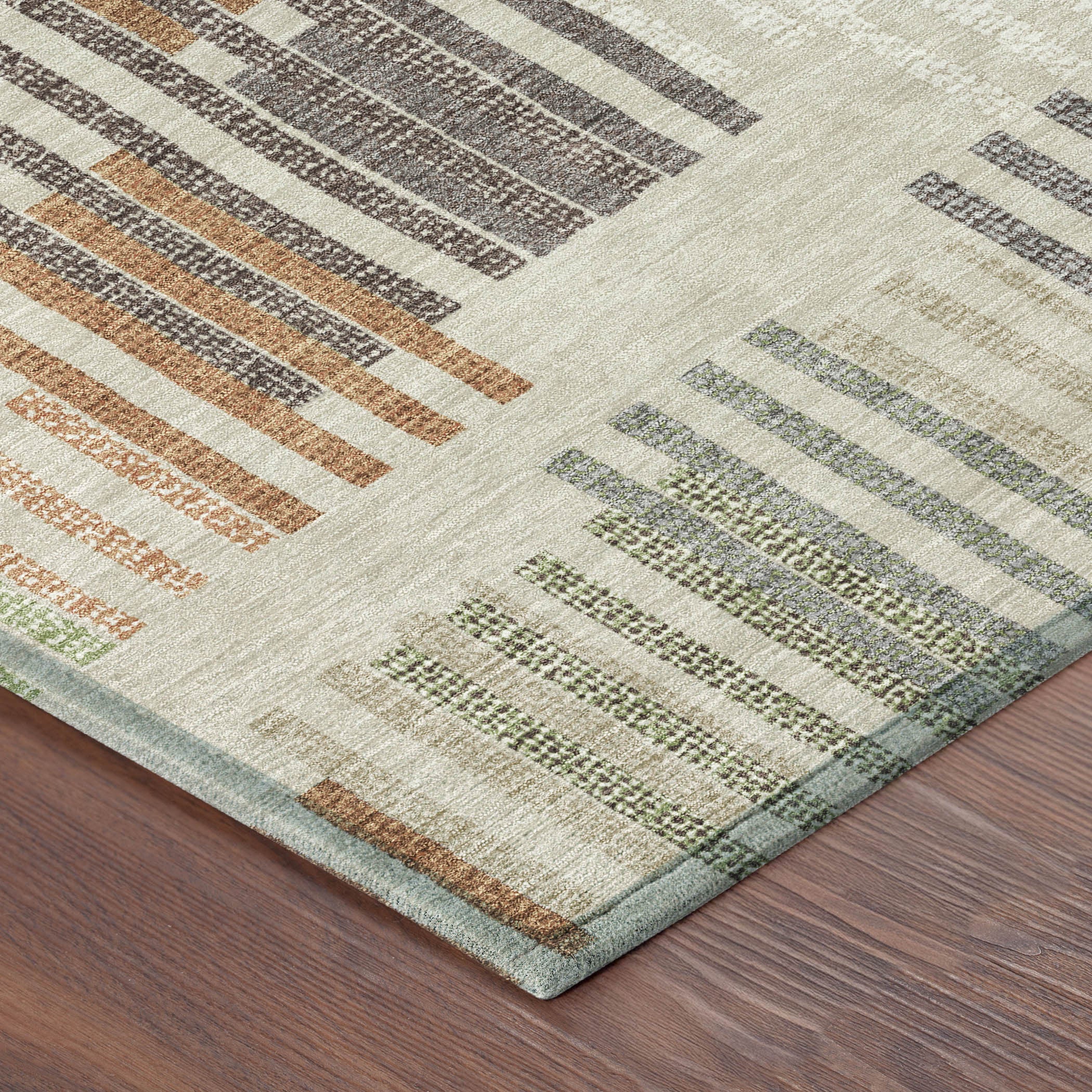8' Beige And Charcoal Round Striped Washable Indoor Outdoor Area Rug - Sports & Outdoor