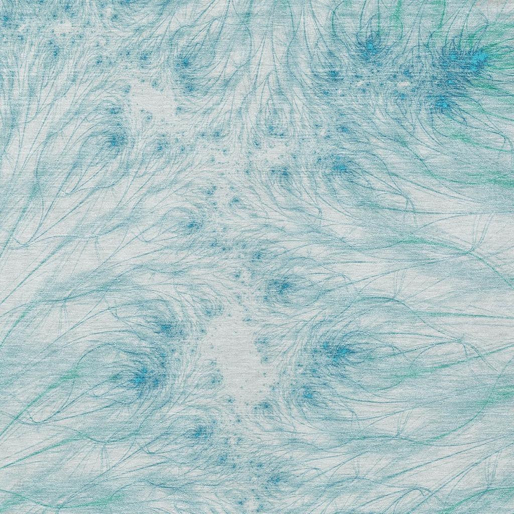 3' X 5' Sky Blue And Teal Blue Oriental Washable Indoor Outdoor Area Rug - Sports & Outdoor