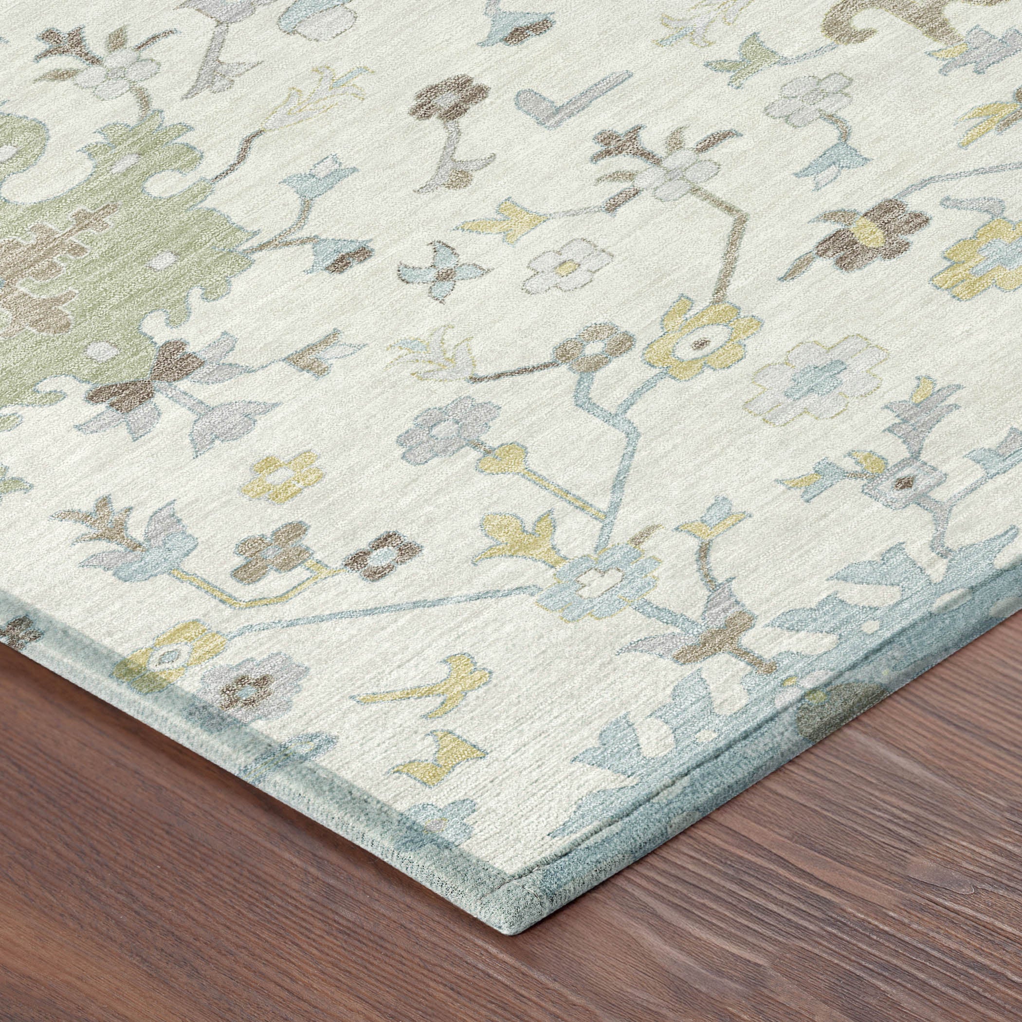 8' Ivory And Green Round Faux Bois Washable Indoor Outdoor Area Rug - Sports & Outdoor