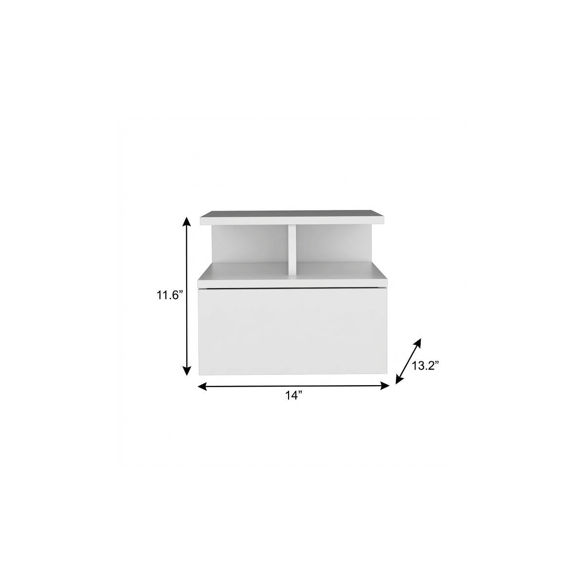 14" White Wood One Drawer Floating Nightstand - Bed & Bath