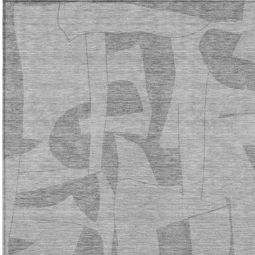 5' X 8' Gray And Silver Geometric Washable Indoor Outdoor Area Rug - Outdoor | blocked-missing-media, blocked-out-of-stock,…