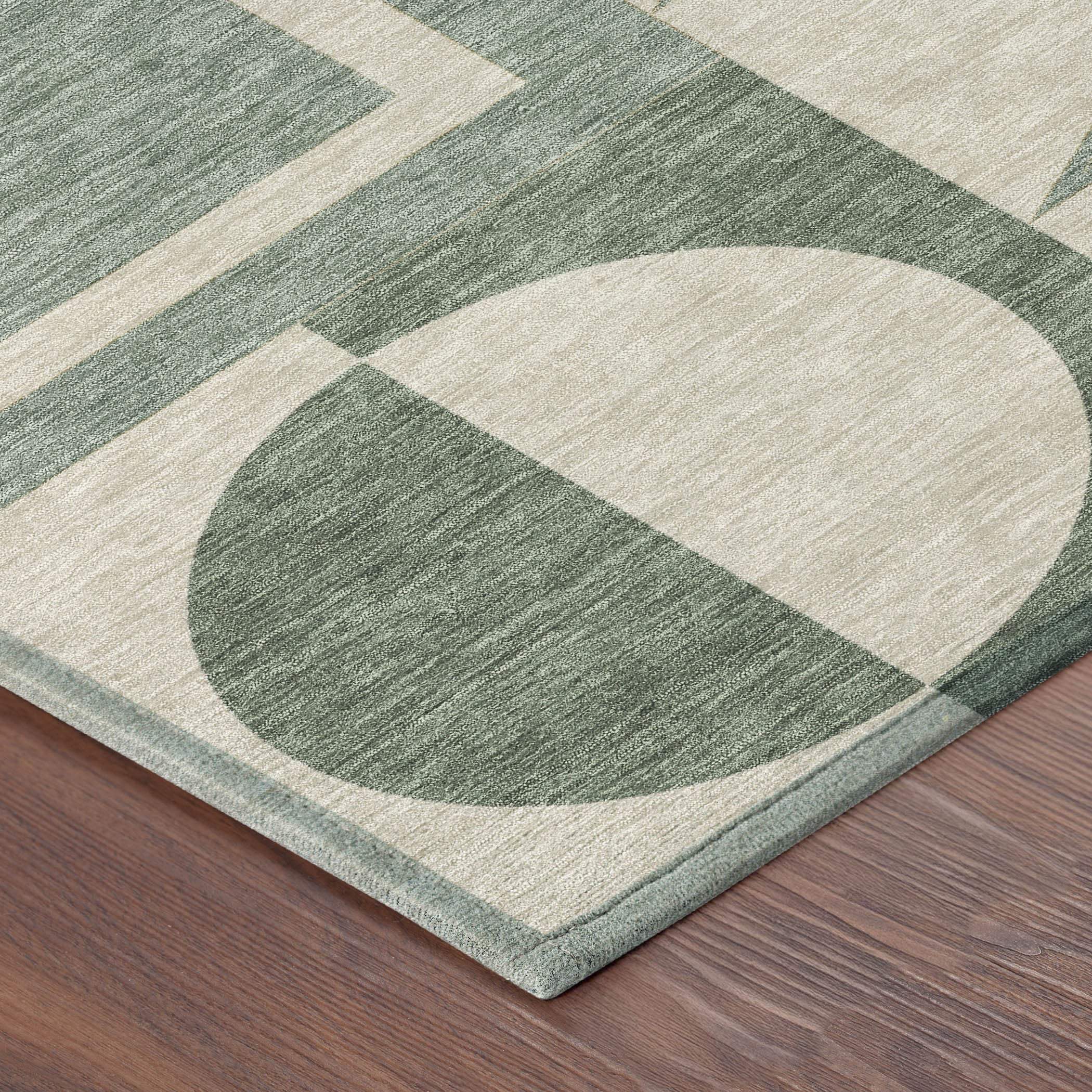10' X 14' Green And Fern Green Geometric Washable Indoor Outdoor Area Rug - Outdoor | blocked-missing-media,…