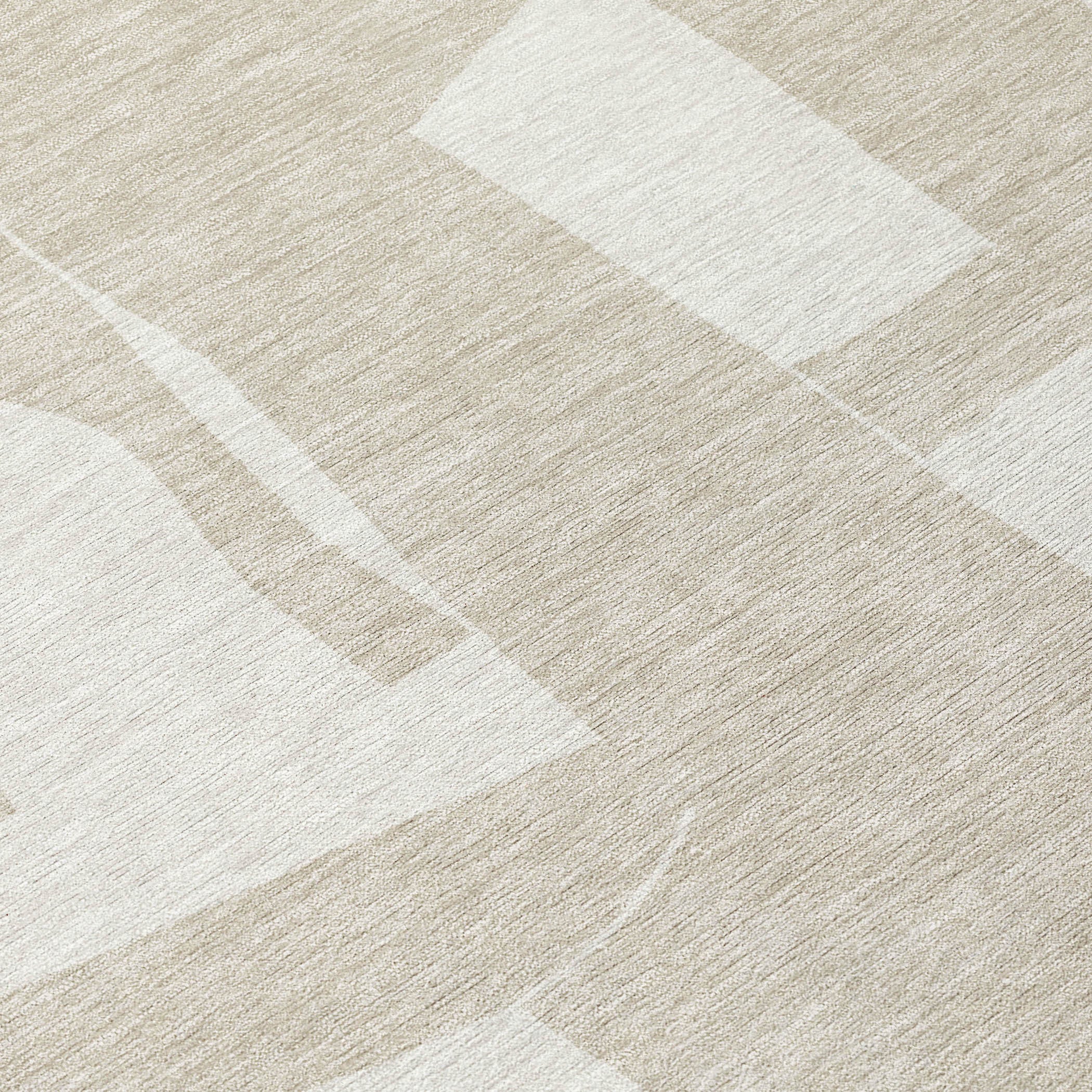 3' X 5' Beige And Ivory Geometric Washable Indoor Outdoor Area Rug - Outdoor | blocked-missing-media, blocked-out-of-stock,…