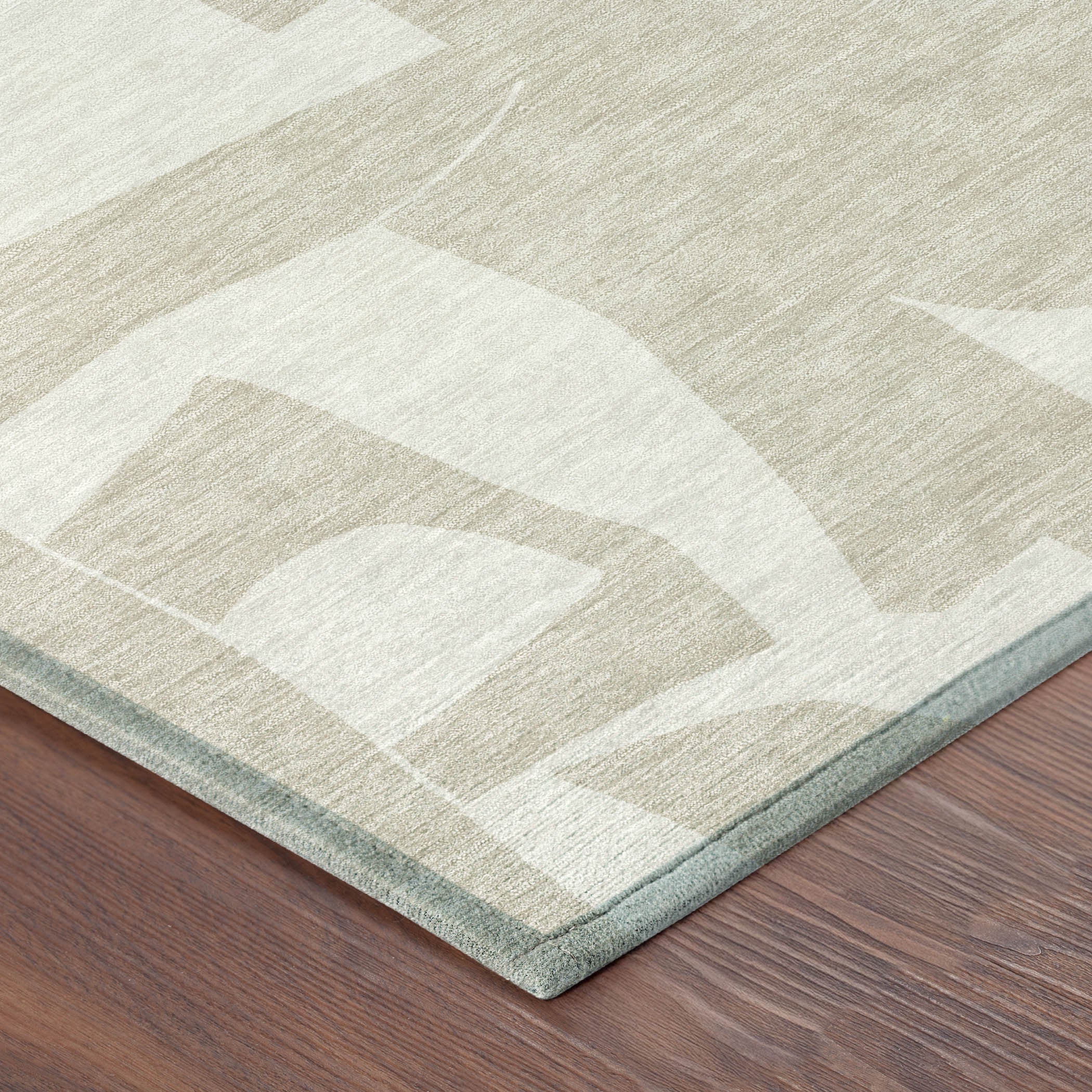 3' X 5' Beige And Ivory Geometric Washable Indoor Outdoor Area Rug - Outdoor | blocked-missing-media, blocked-out-of-stock,…