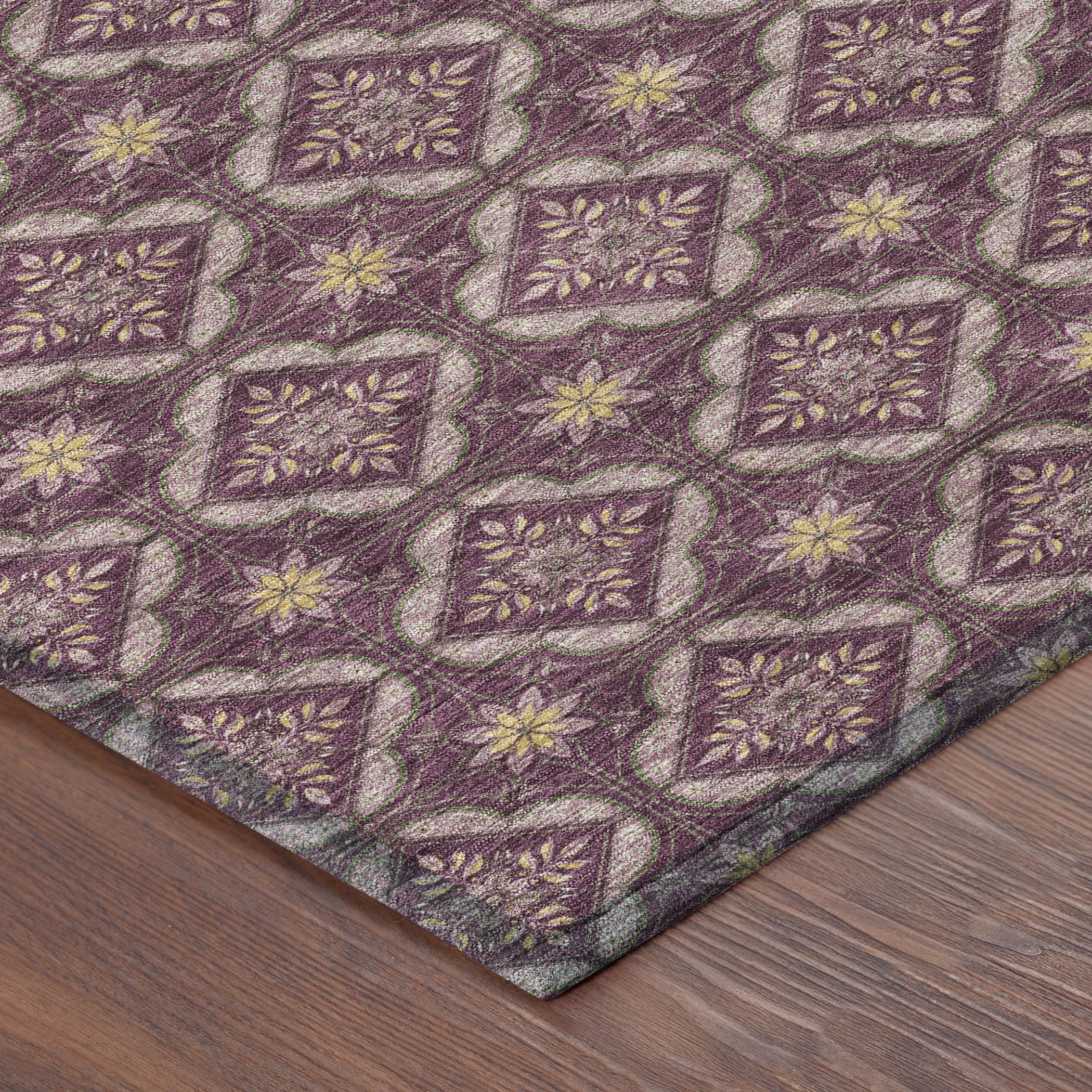 3' X 5' Eggplant And Purple Geometric Washable Indoor Outdoor Area Rug - Sports & Outdoor