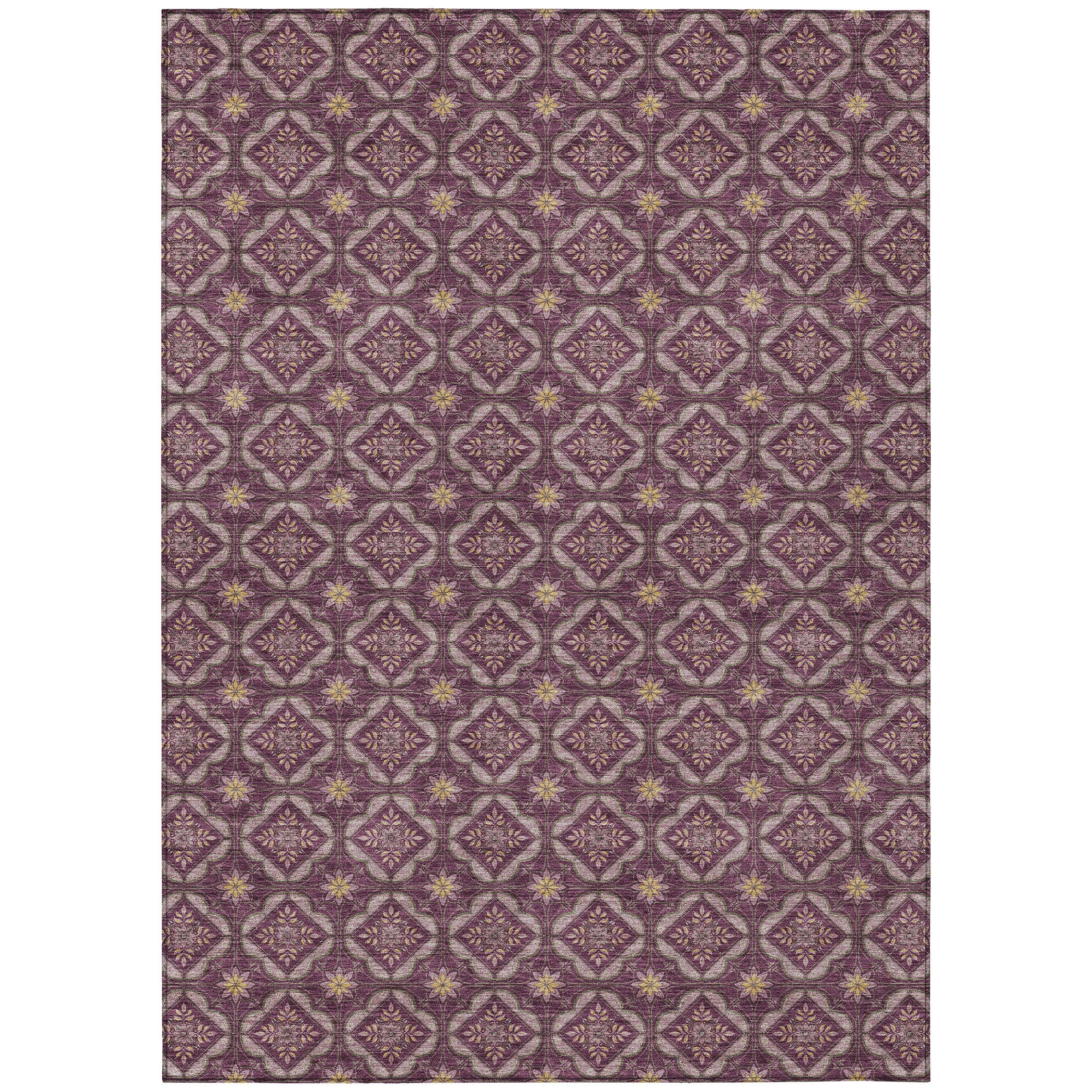 3' X 5' Eggplant And Purple Geometric Washable Indoor Outdoor Area Rug - Sports & Outdoor