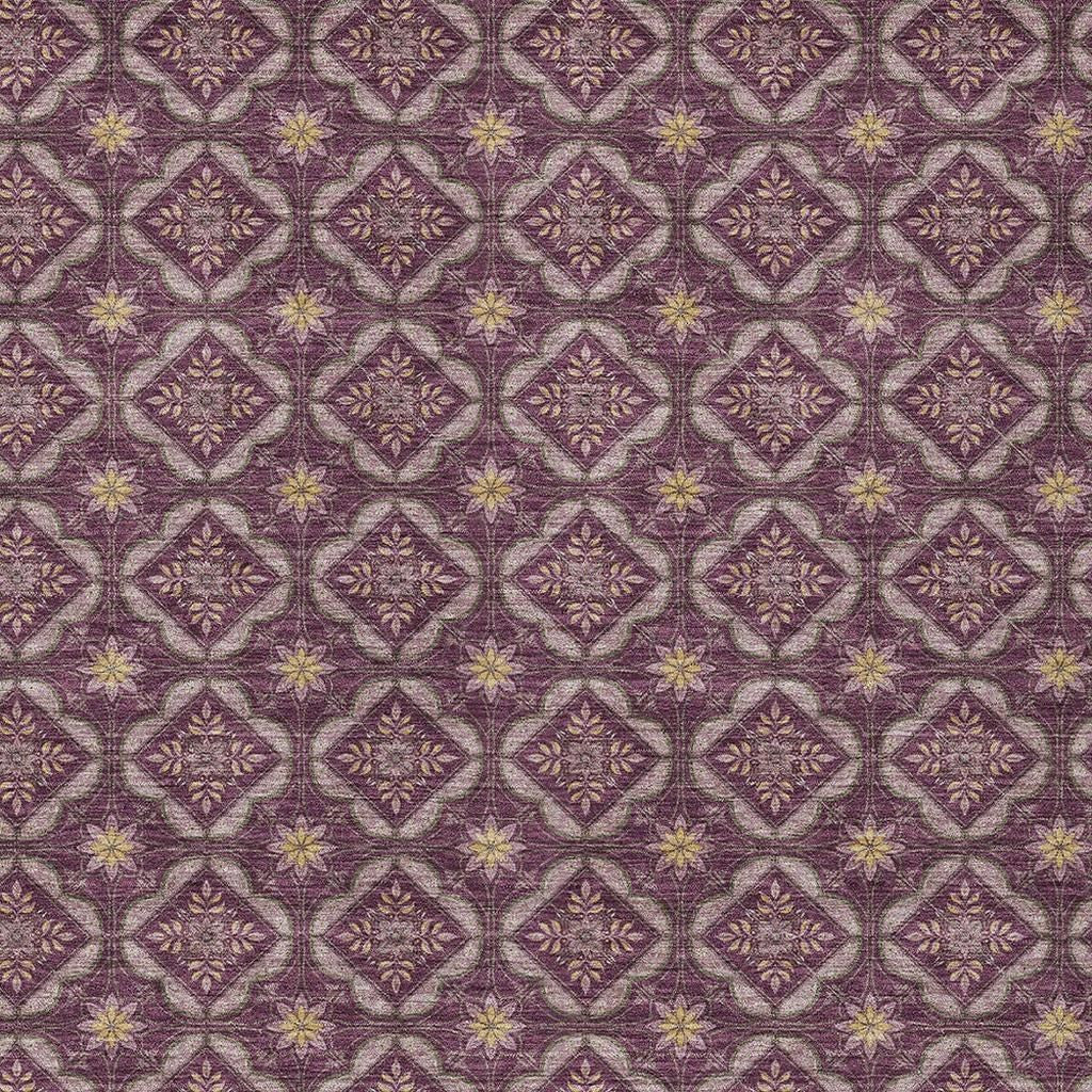 3' X 5' Eggplant And Purple Geometric Washable Indoor Outdoor Area Rug - Sports & Outdoor
