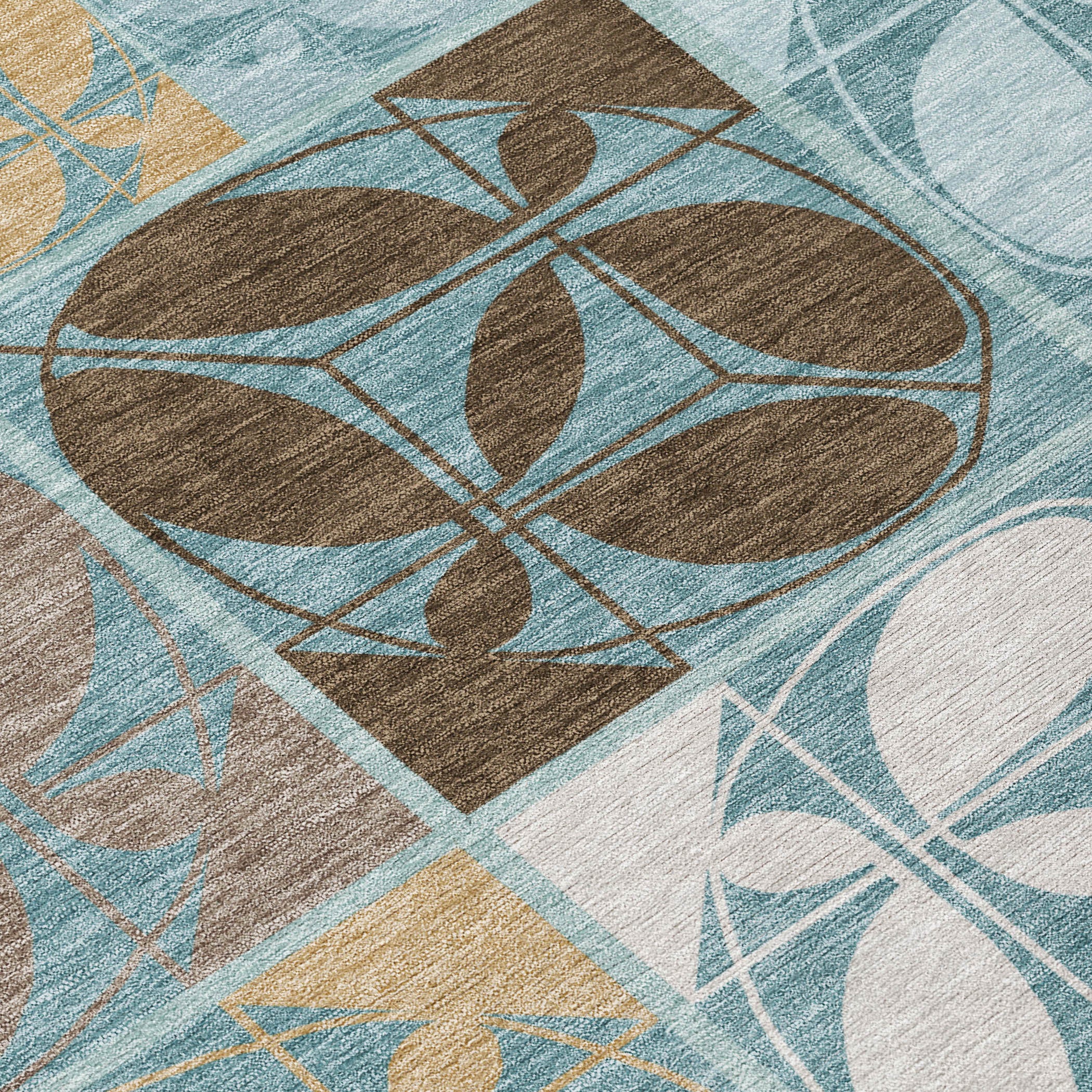 10' X 14' Teal Blue And Silver Geometric Washable Indoor Outdoor Area Rug - Sports & Outdoor