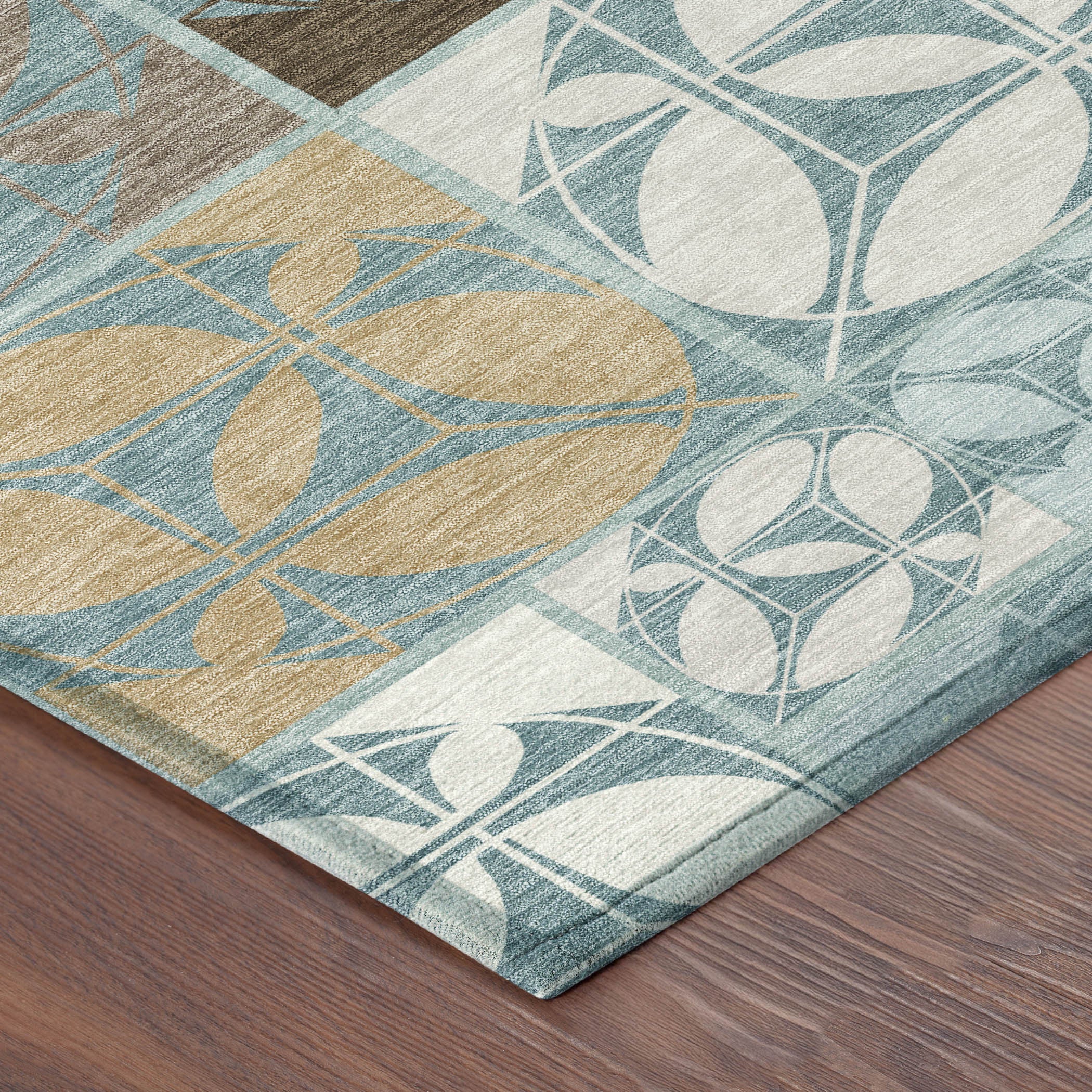 10' X 14' Teal Blue And Silver Geometric Washable Indoor Outdoor Area Rug - Sports & Outdoor