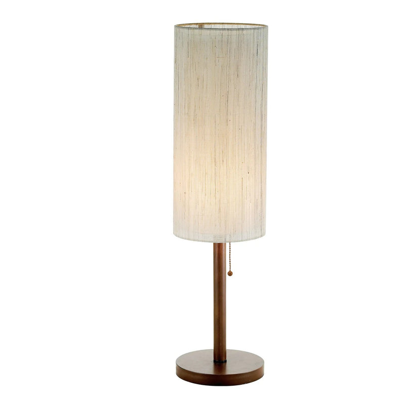 31" Walnut Solid Wood Standard Table Lamp With Beige Shade - Lighting
