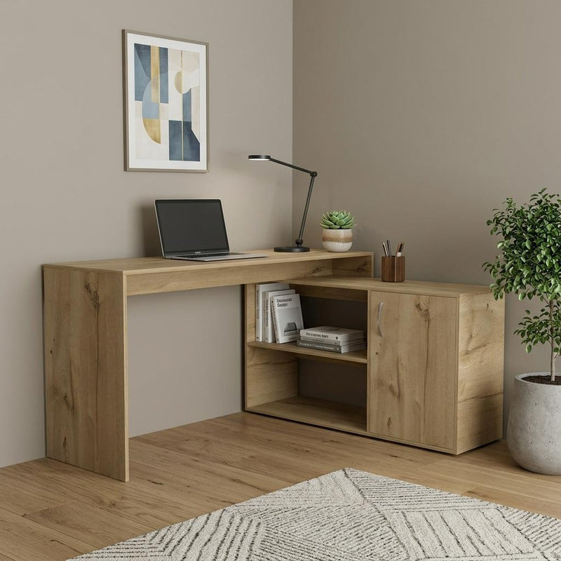 60" Oak Wood L Shape Computer Desk - Office