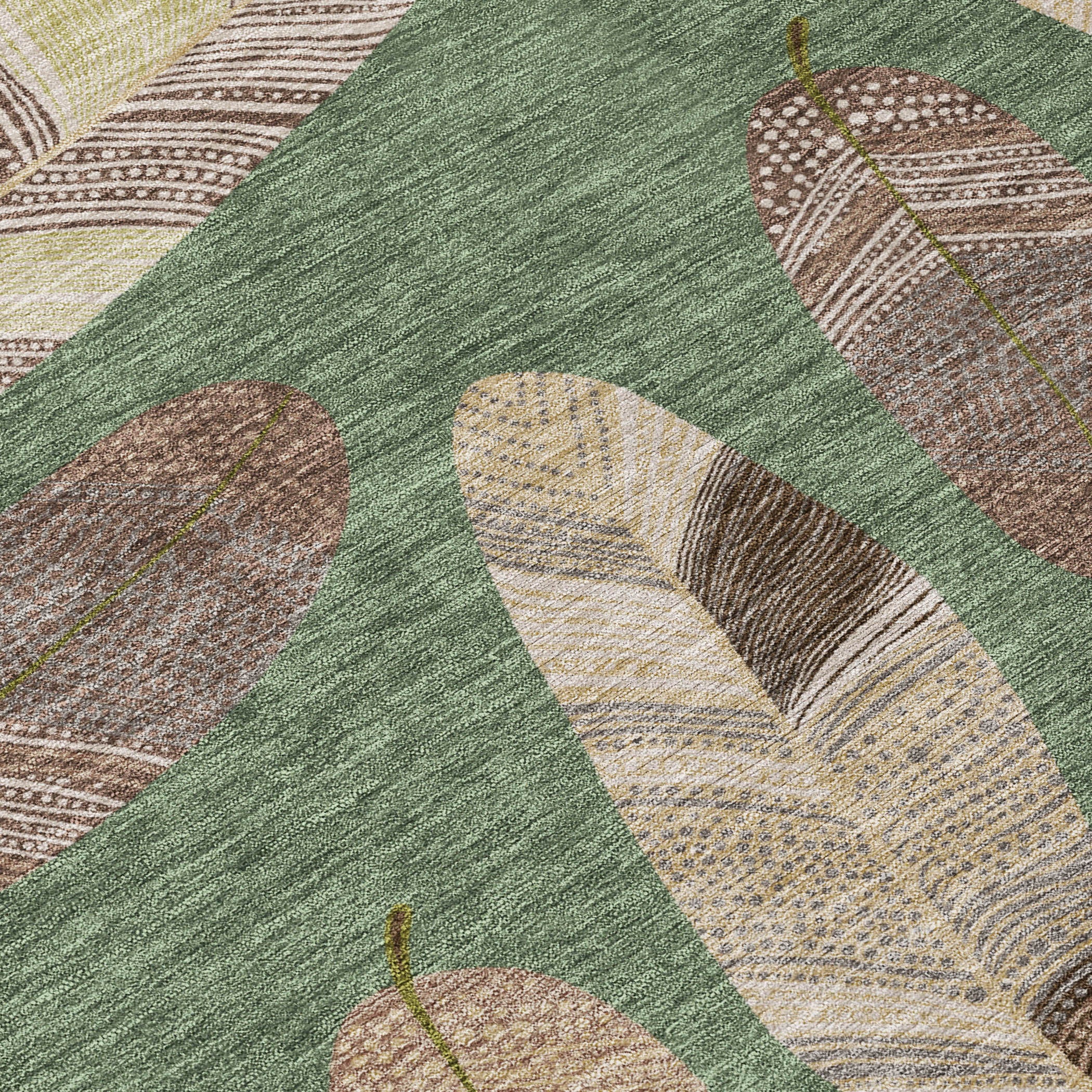 10' X 14' Green And Ivory Botanical Leaves Washable Indoor Outdoor Area Rug - Sports & Outdoor