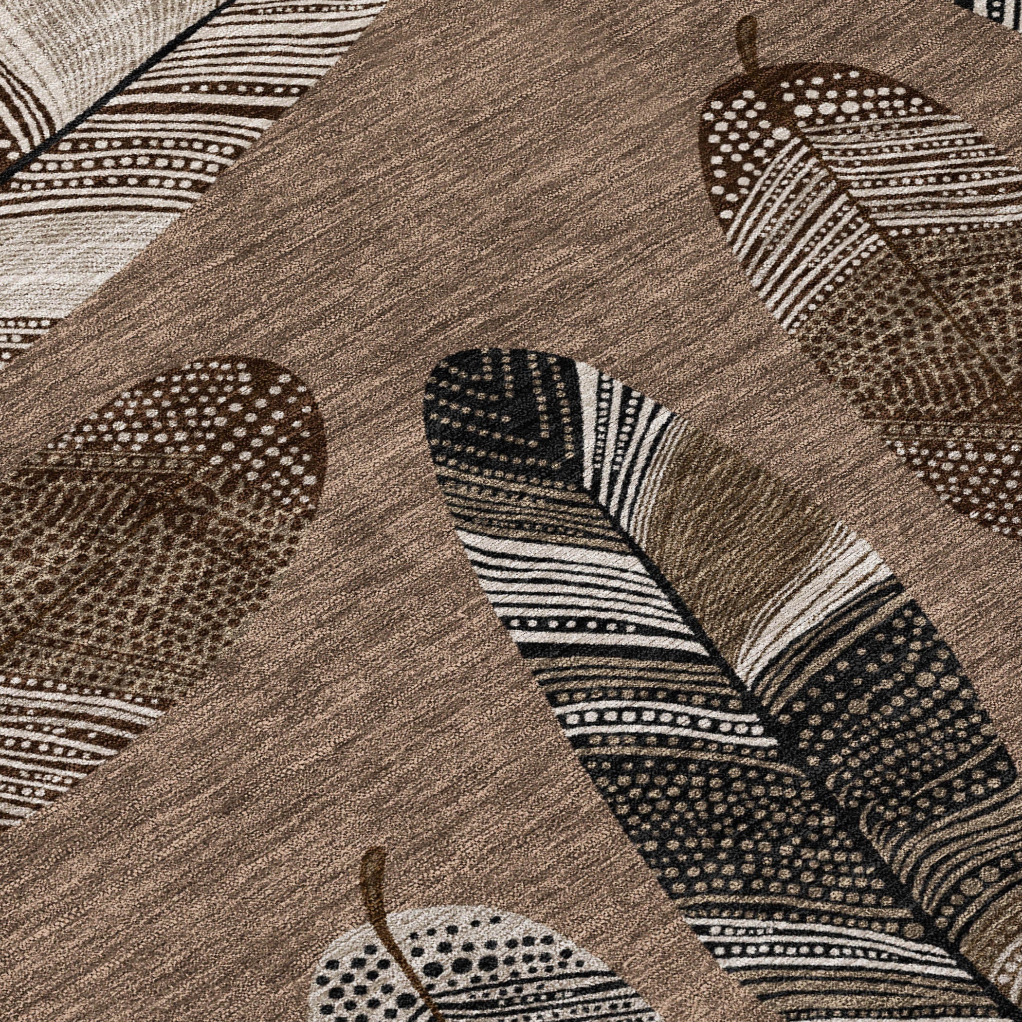 10' X 14' Brown And Ivory Botanical Leaves Washable Indoor Outdoor Area Rug - Sports & Outdoor