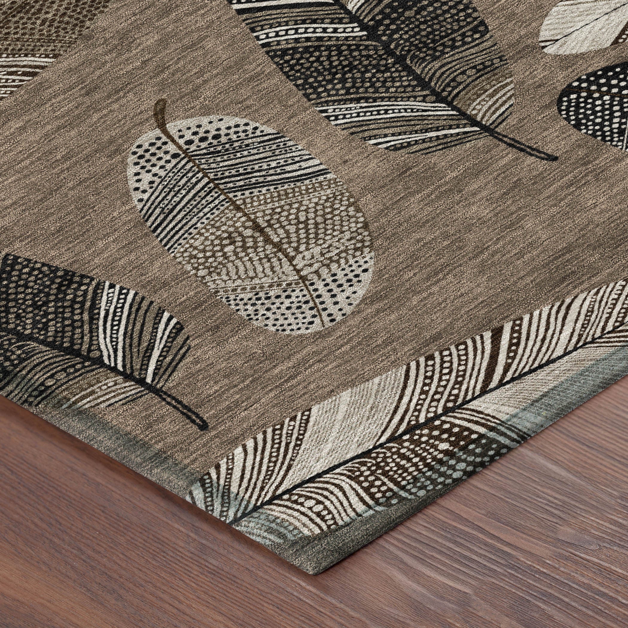 10' X 14' Brown And Ivory Botanical Leaves Washable Indoor Outdoor Area Rug - Sports & Outdoor