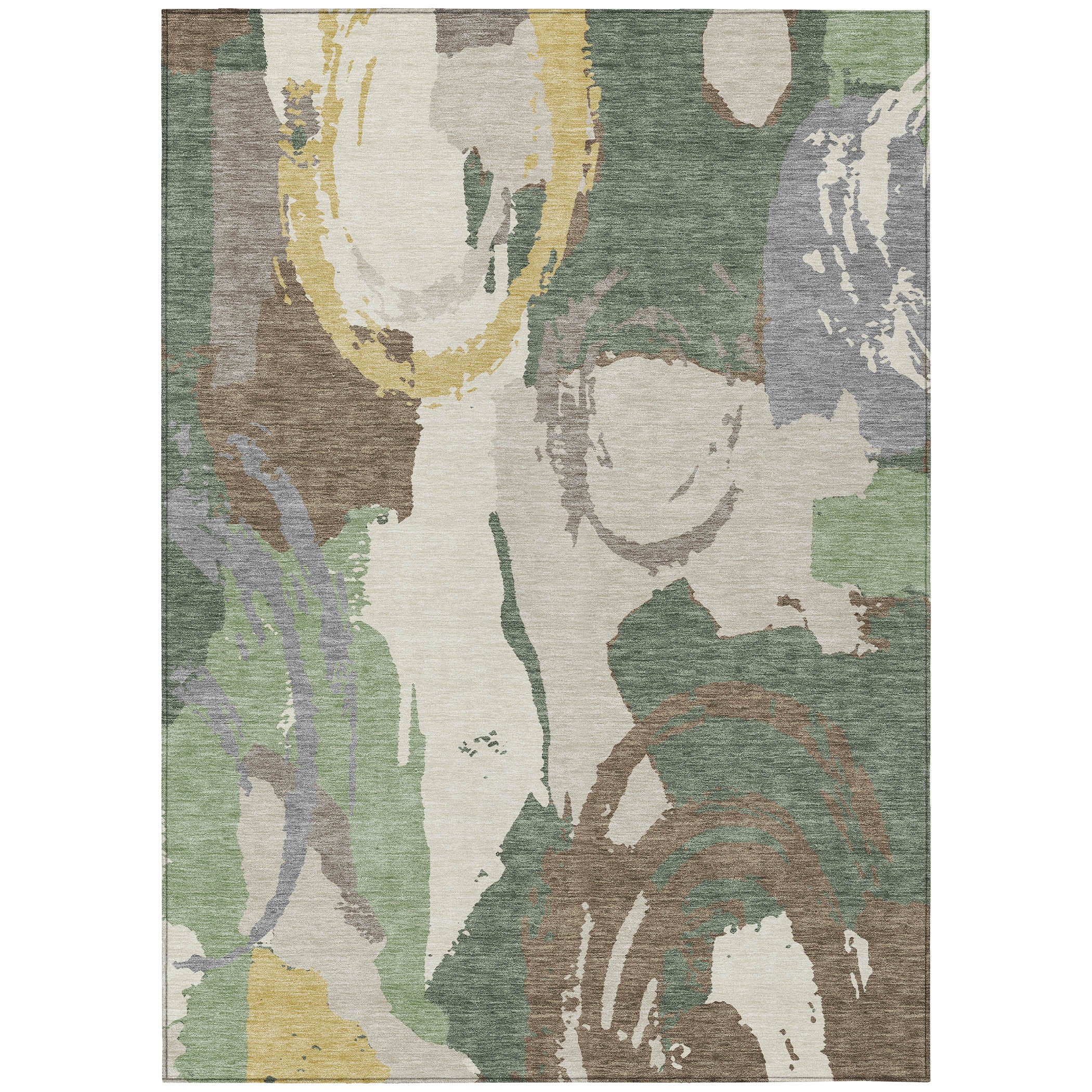 10' X 14' Green And Denim Blue Abstract Washable Indoor Outdoor Area Rug - Sports & Outdoor