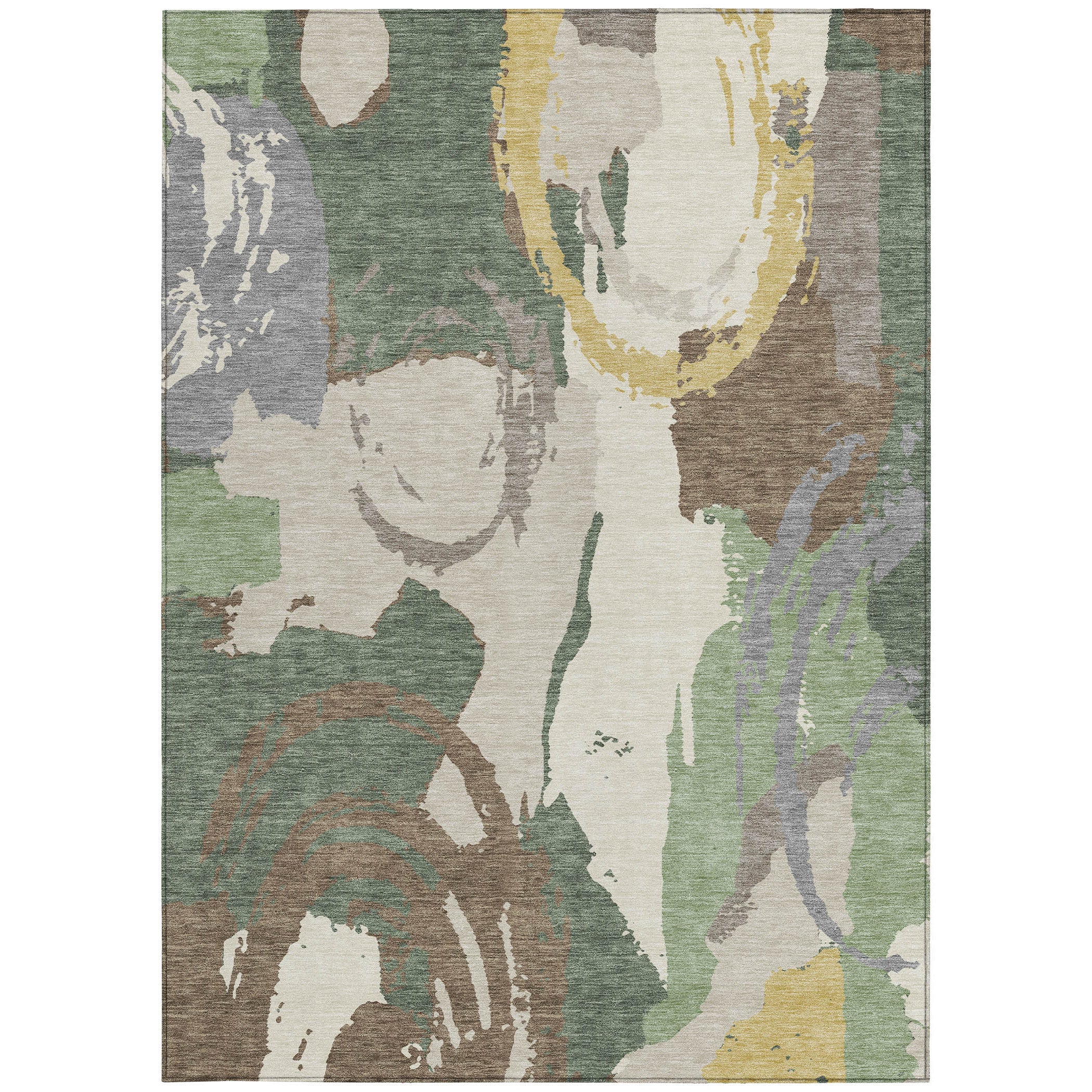 10' X 14' Green And Denim Blue Abstract Washable Indoor Outdoor Area Rug - Sports & Outdoor