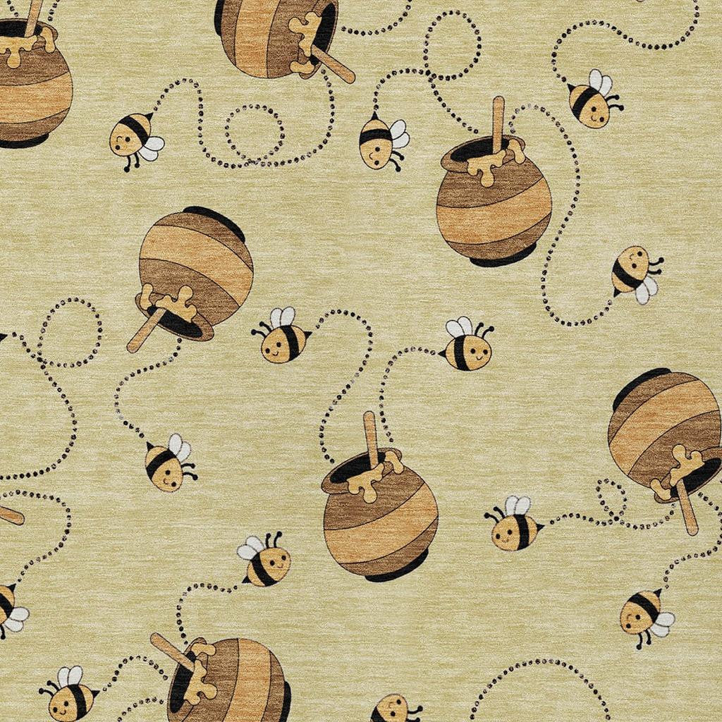 5' X 8' Wheat And Ivory Geometric Washable Indoor Outdoor Area Rug - Sports & Outdoor