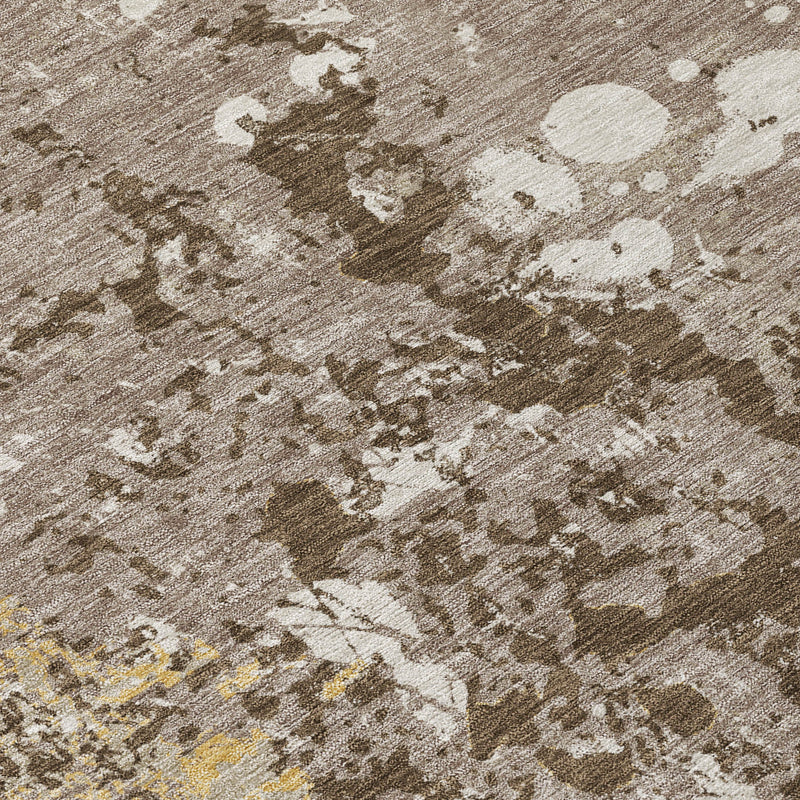 Taupe and ivory abstract area rug texture with speckled white print