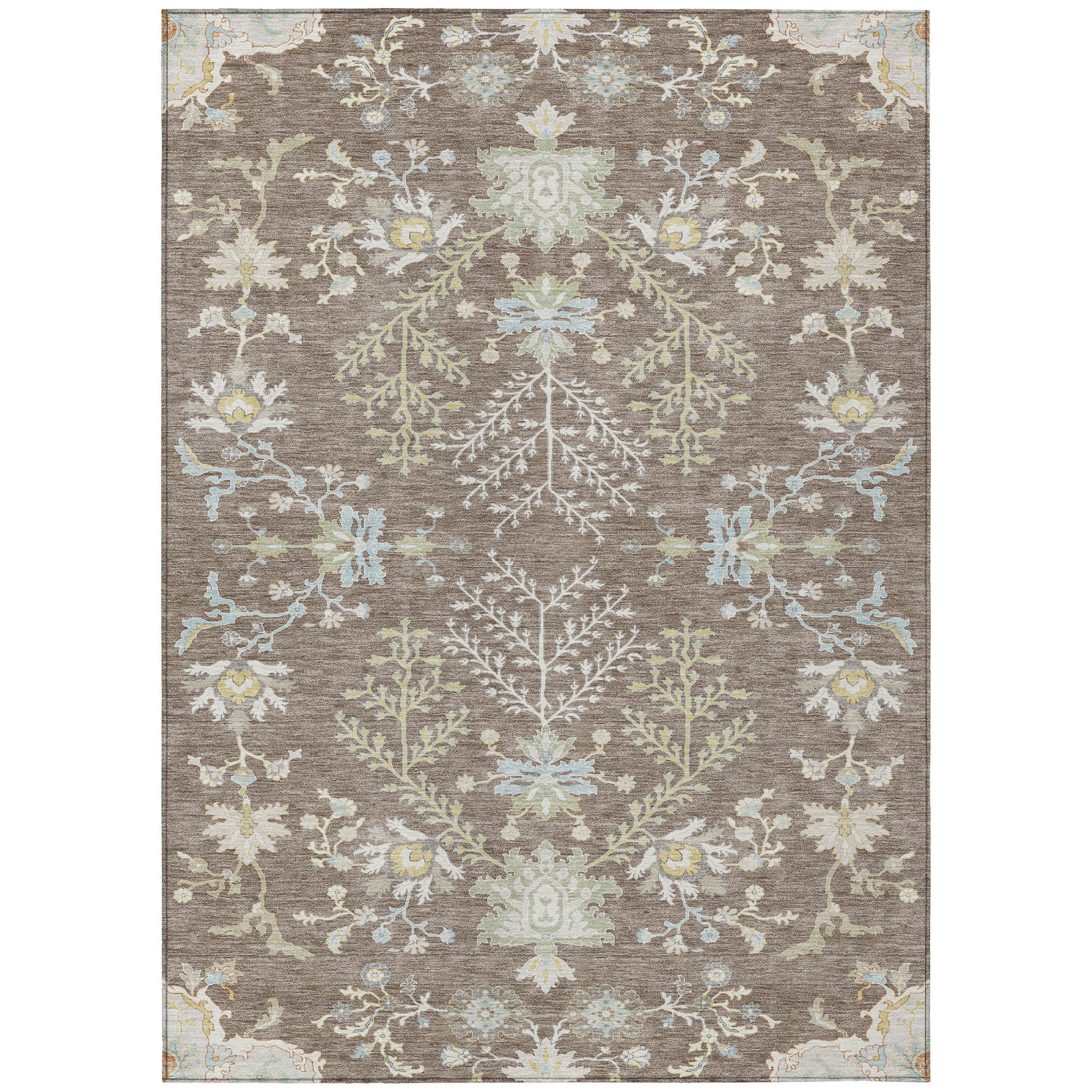 10' X 14' Taupe And Ivory Oriental Washable Indoor Outdoor Area Rug - Sports & Outdoor