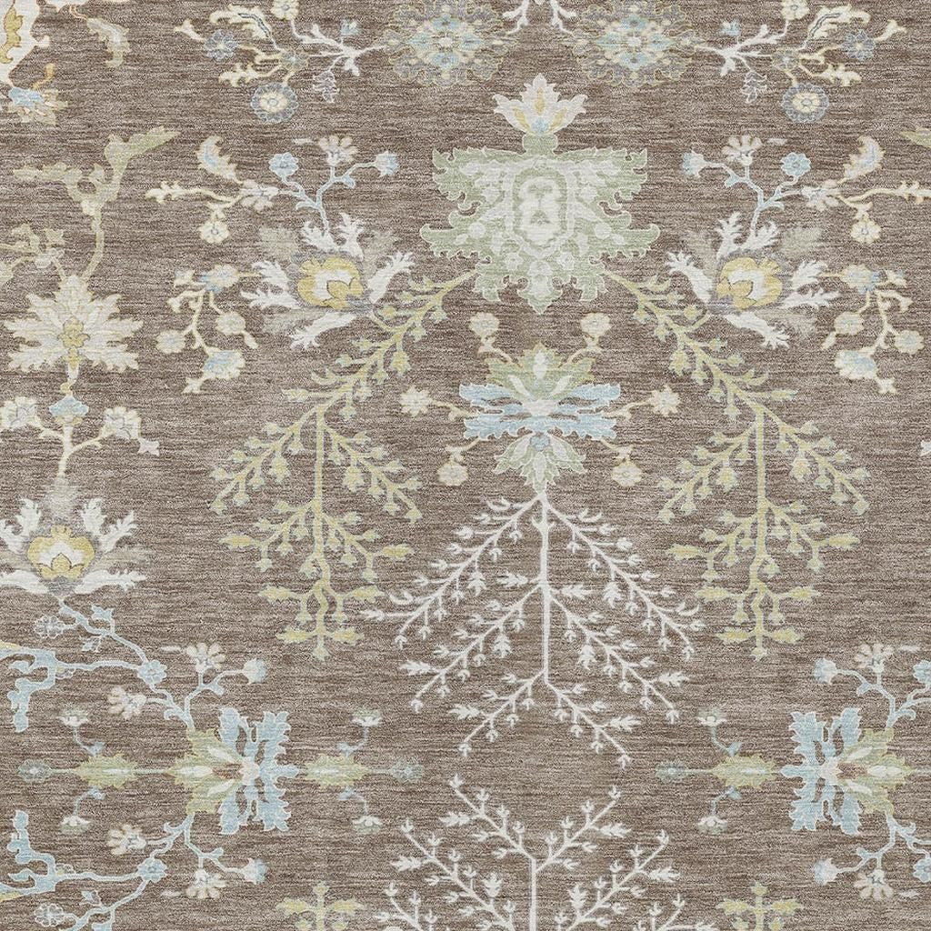 10' X 14' Taupe And Ivory Oriental Washable Indoor Outdoor Area Rug - Sports & Outdoor